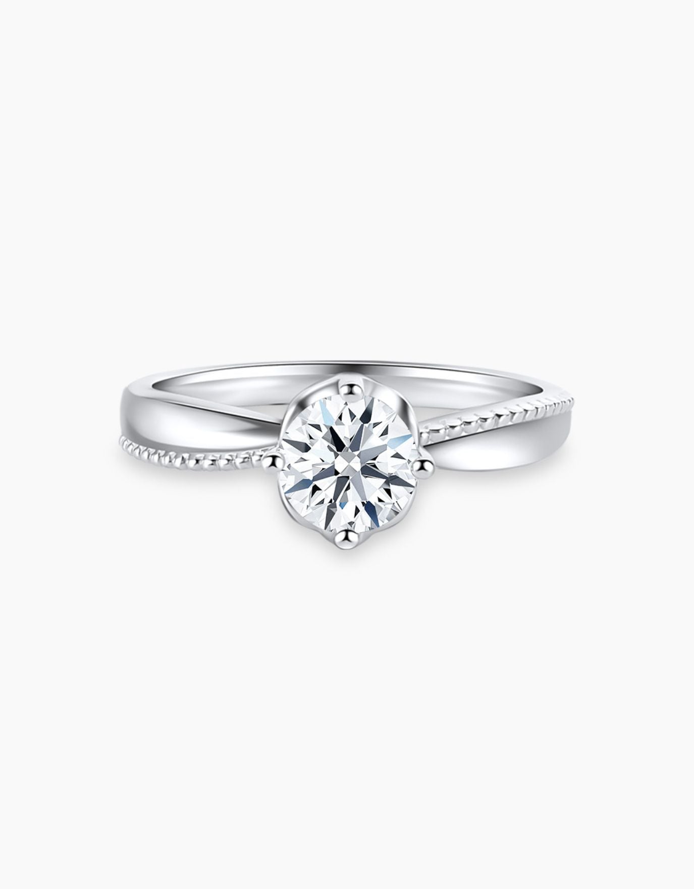 LVC lab grown diamond ring in white gold with a milgrain design