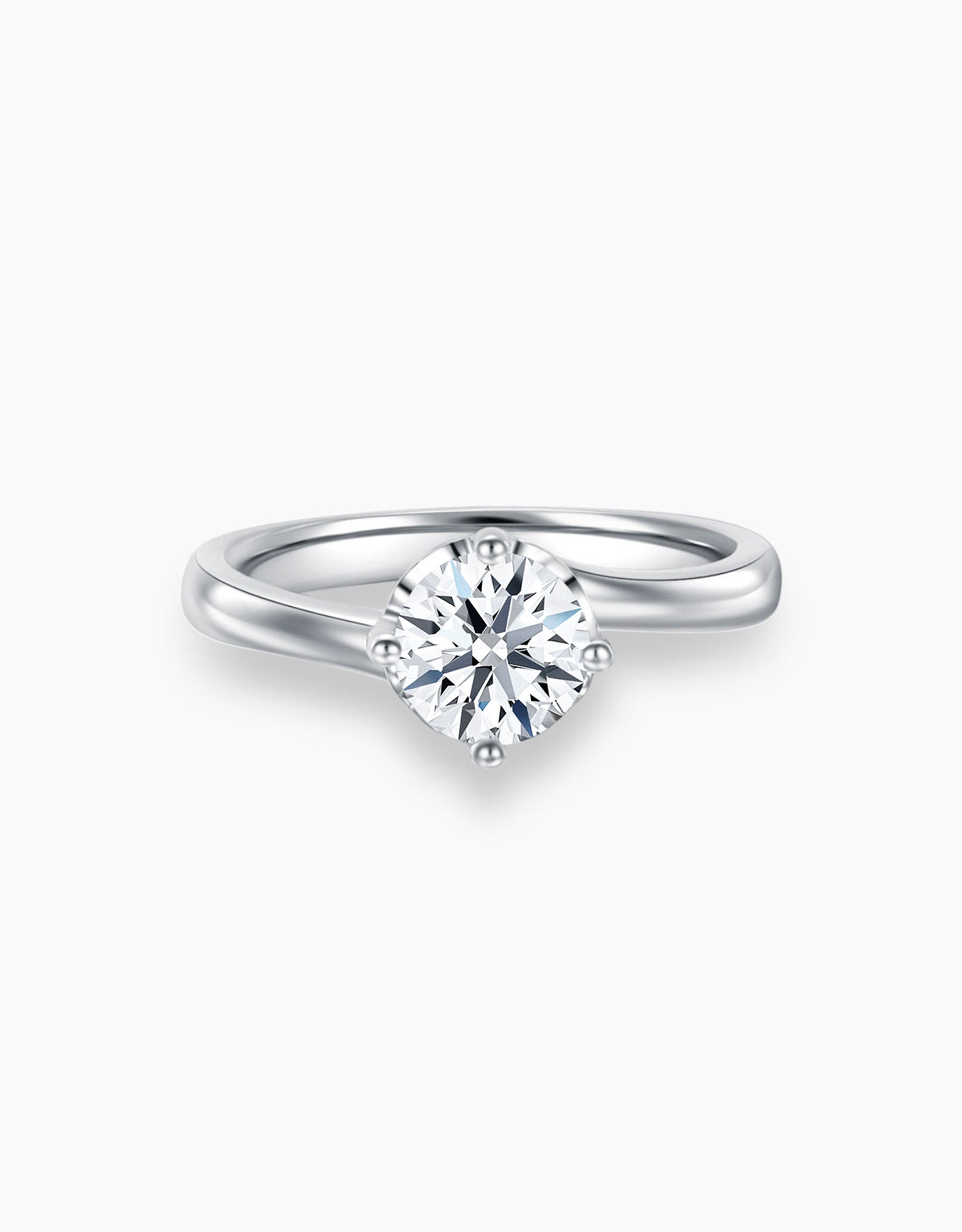 LVC lab grown diamond ring in white gold with four prongs and a center stone