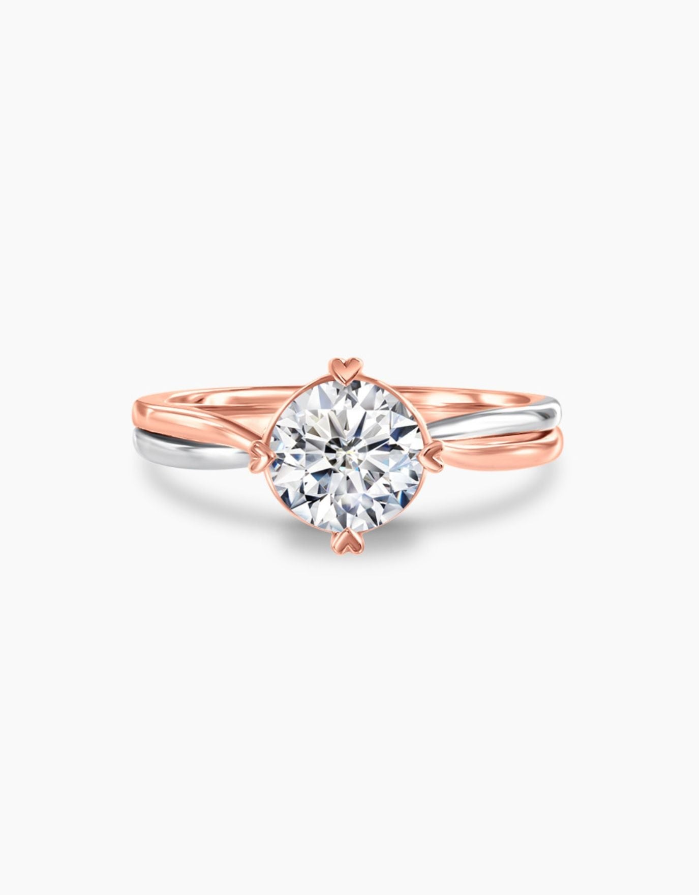 LVC lab grown diamond ring from the say love collection made with rose gold and white gold with 4 prongs