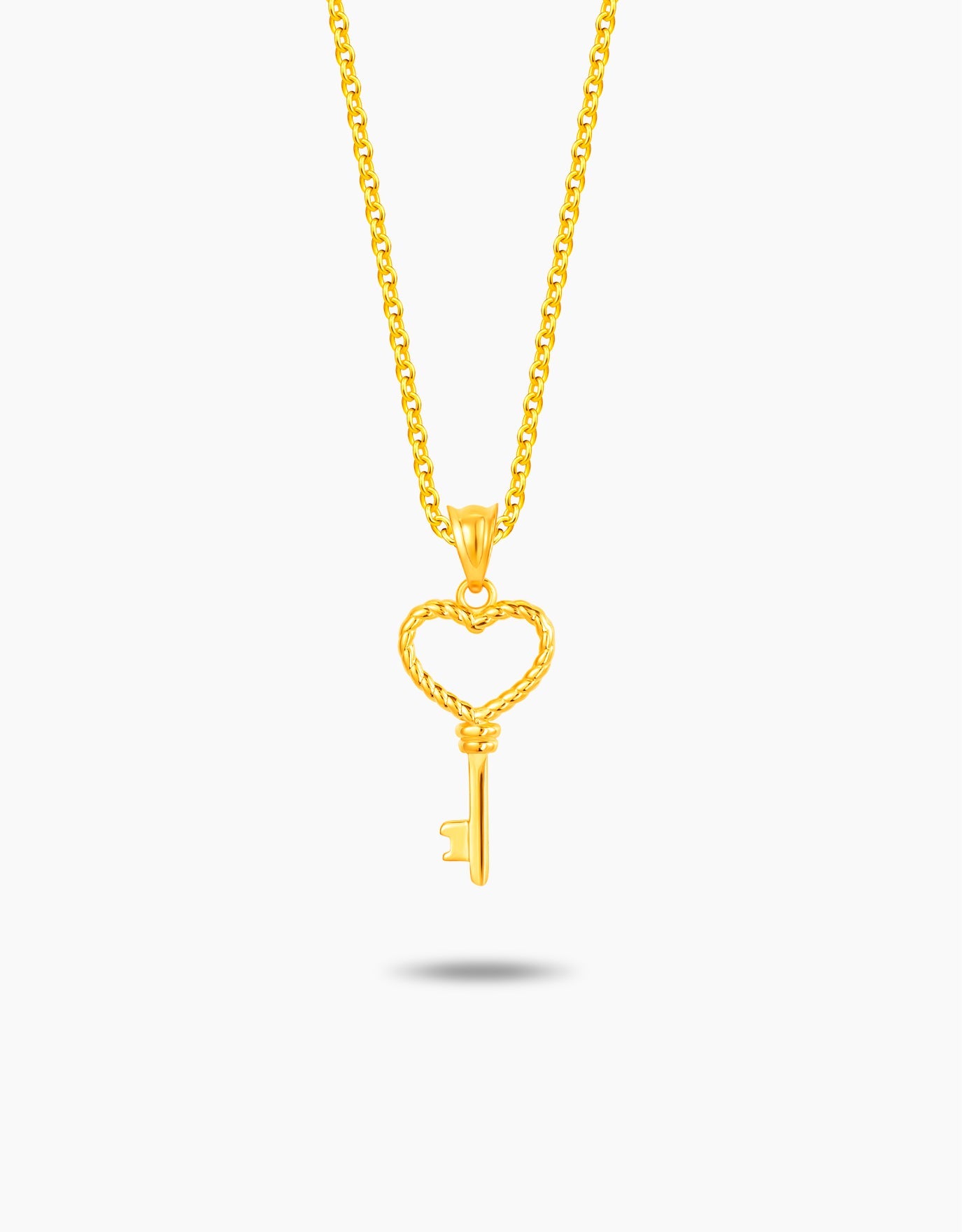 LVC MOD22 Roped Heart Gold Key Pendant