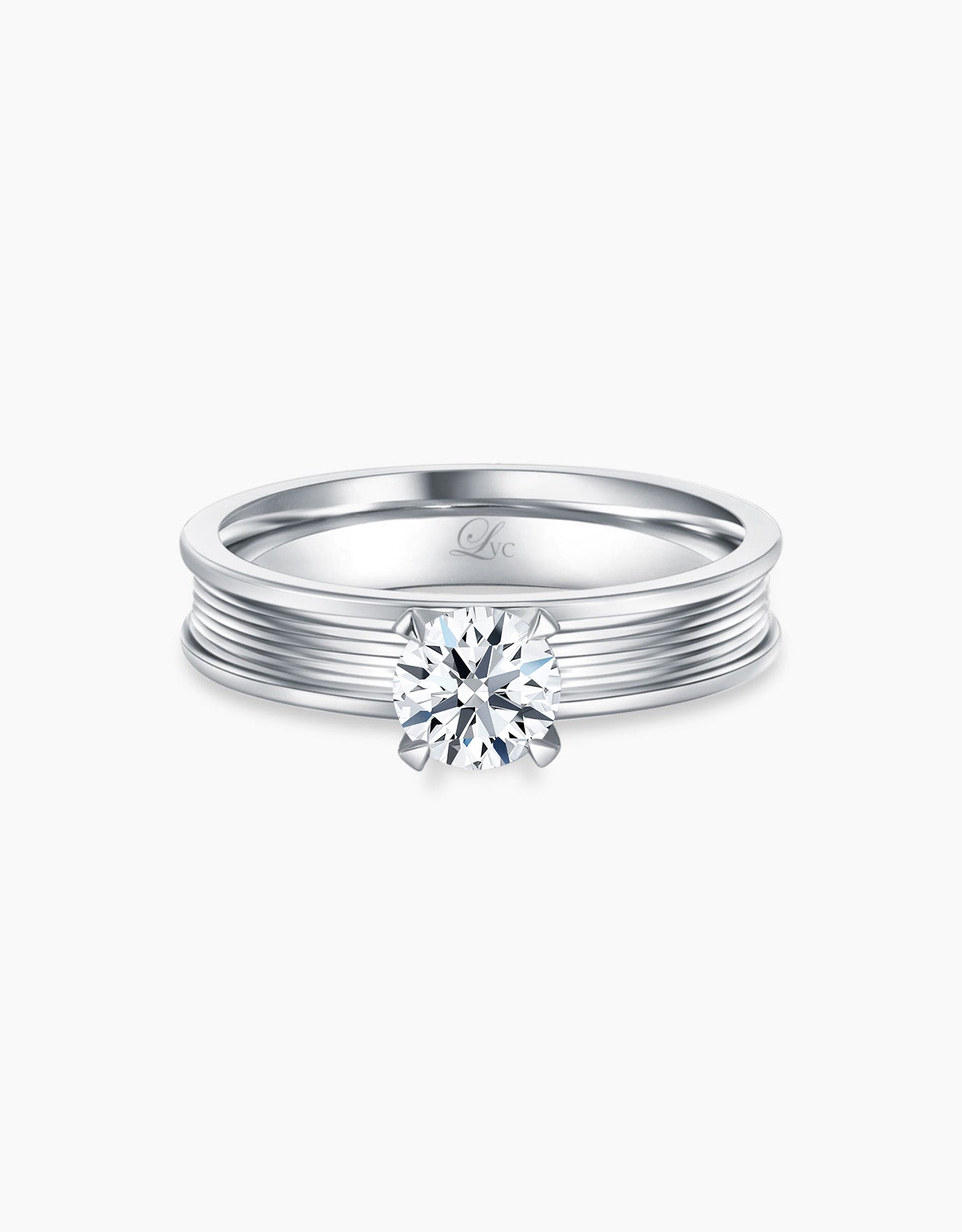 LVC lab grown diamond ring in white gold with 4 prongs and a center round diamond