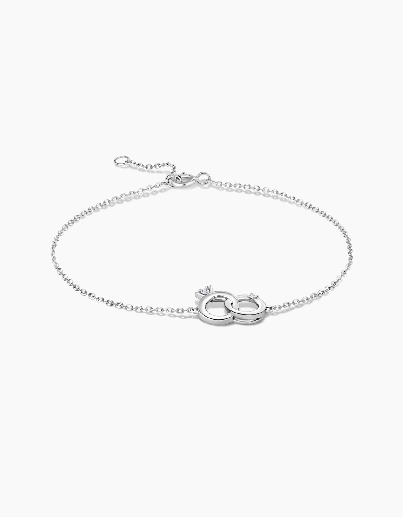 LVC diamond bracelet with two entwined mini rings in white gold