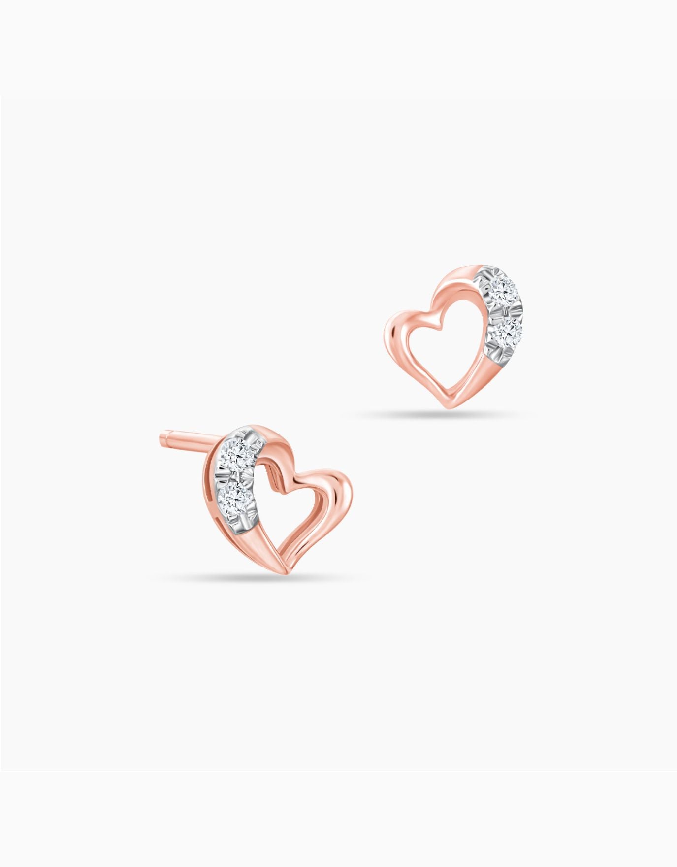 LVC diamond earrings with a heart outline design in rose gold material