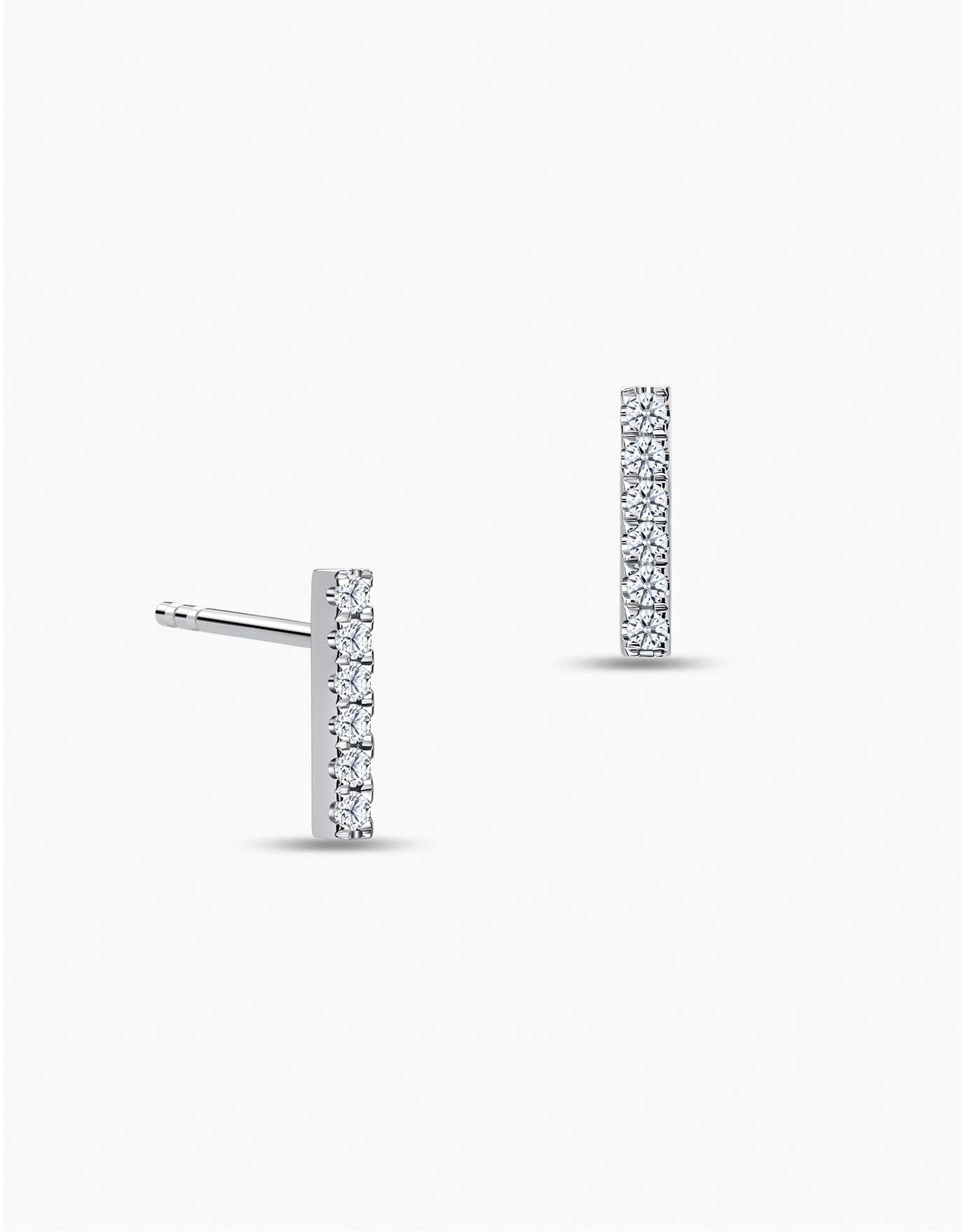 LVC diamond earrings with a straight vertical design encrusted with diamonds in white gold