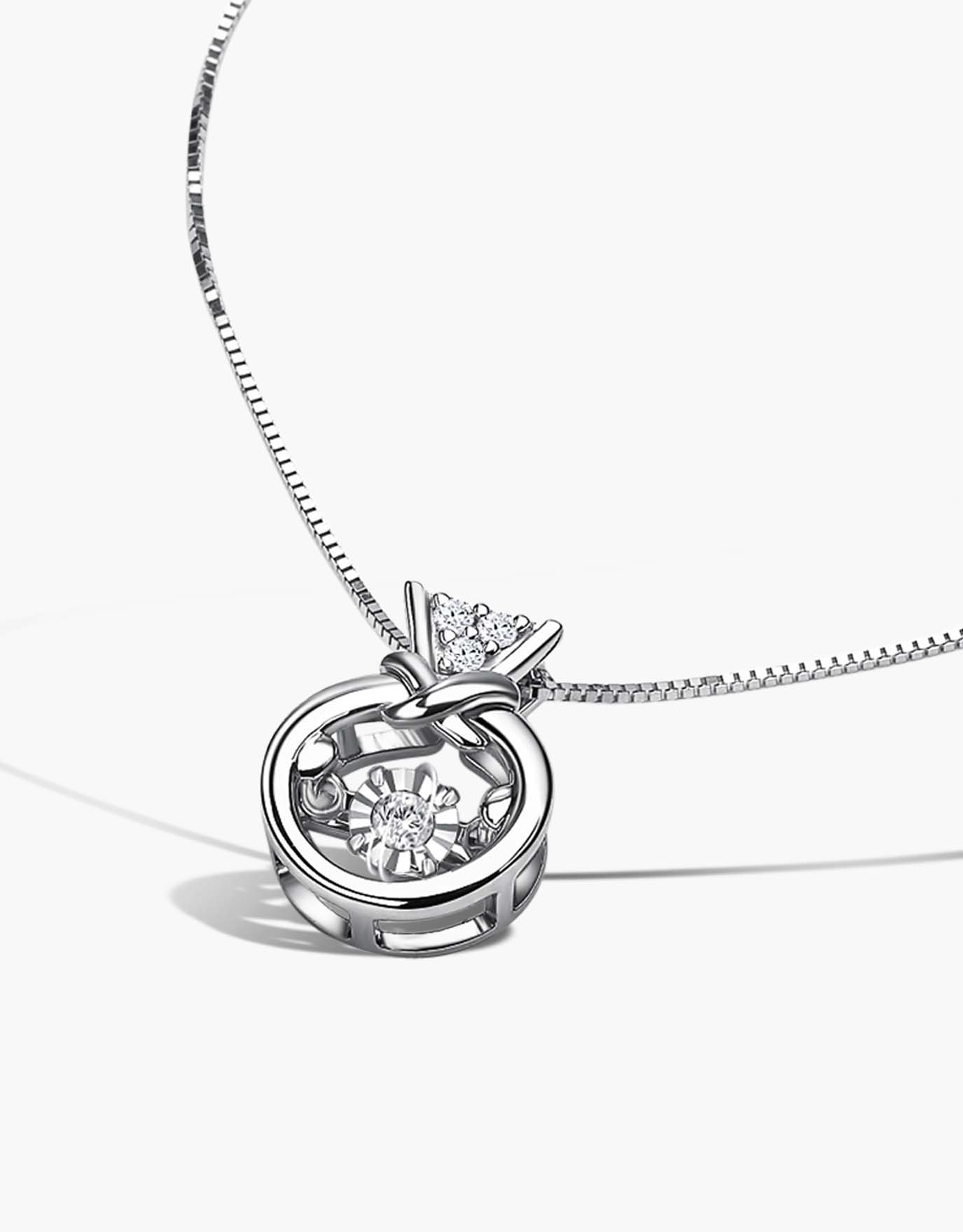 LVC necklace in white gold with a mini ring pendant and a circling diamond in the middle