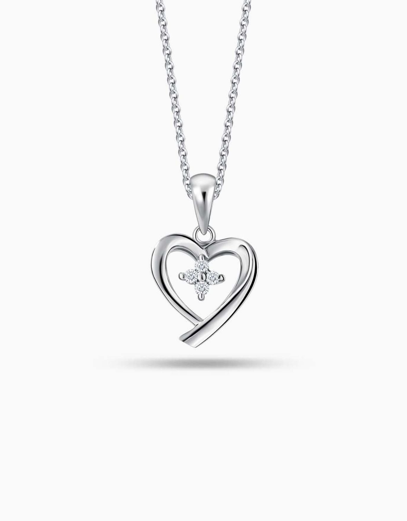 LVC necklace in white gold designed with a sparkling star within a dainty heart