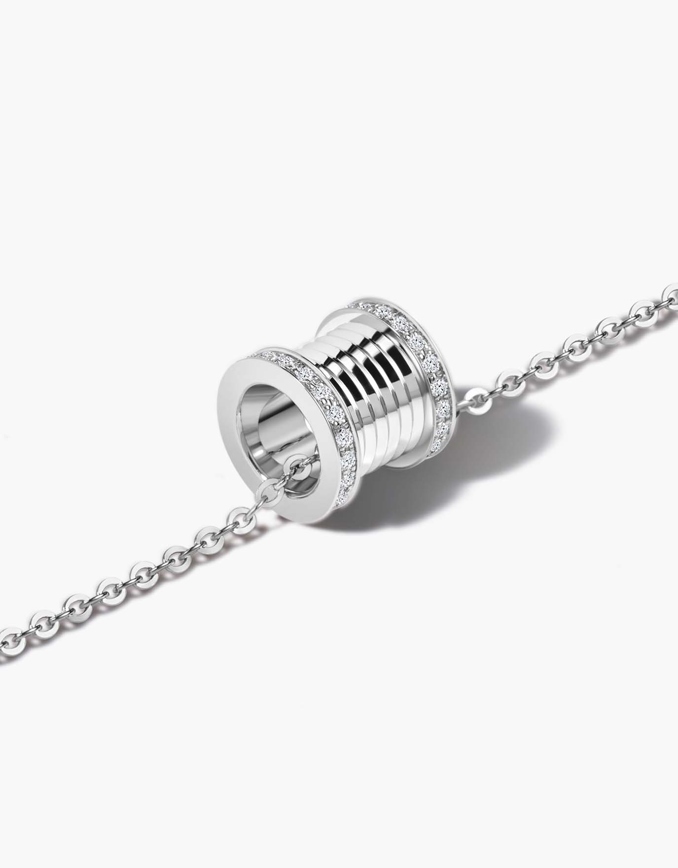 LVC necklace in white gold with a pendant lined with two full rows of side diamonds