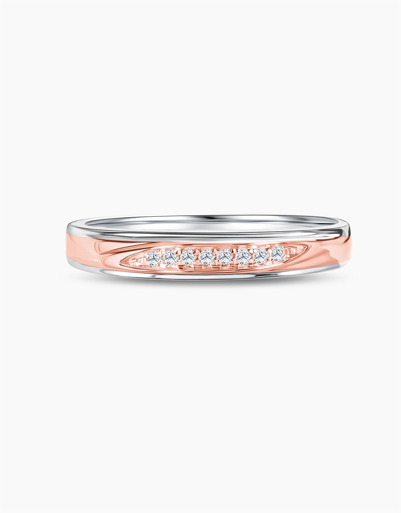 LVC Tresor Brilliant Diamonds Wedding Band in White Gold with Rose Gold Band