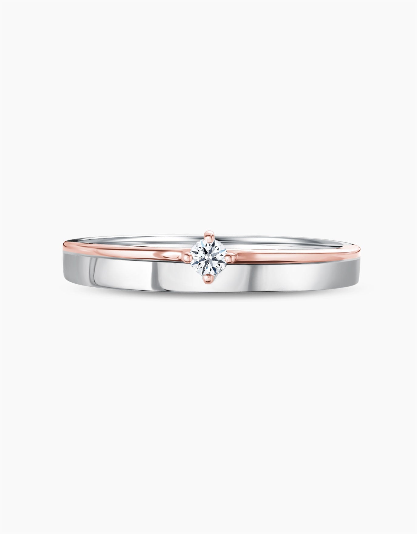 LVC wedding ring with a sleek and modern band with rose gold as well