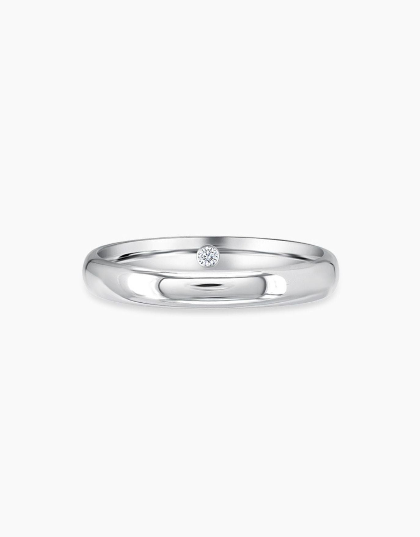 LVC men Wedding Band in White Gold with an Inner Diamond