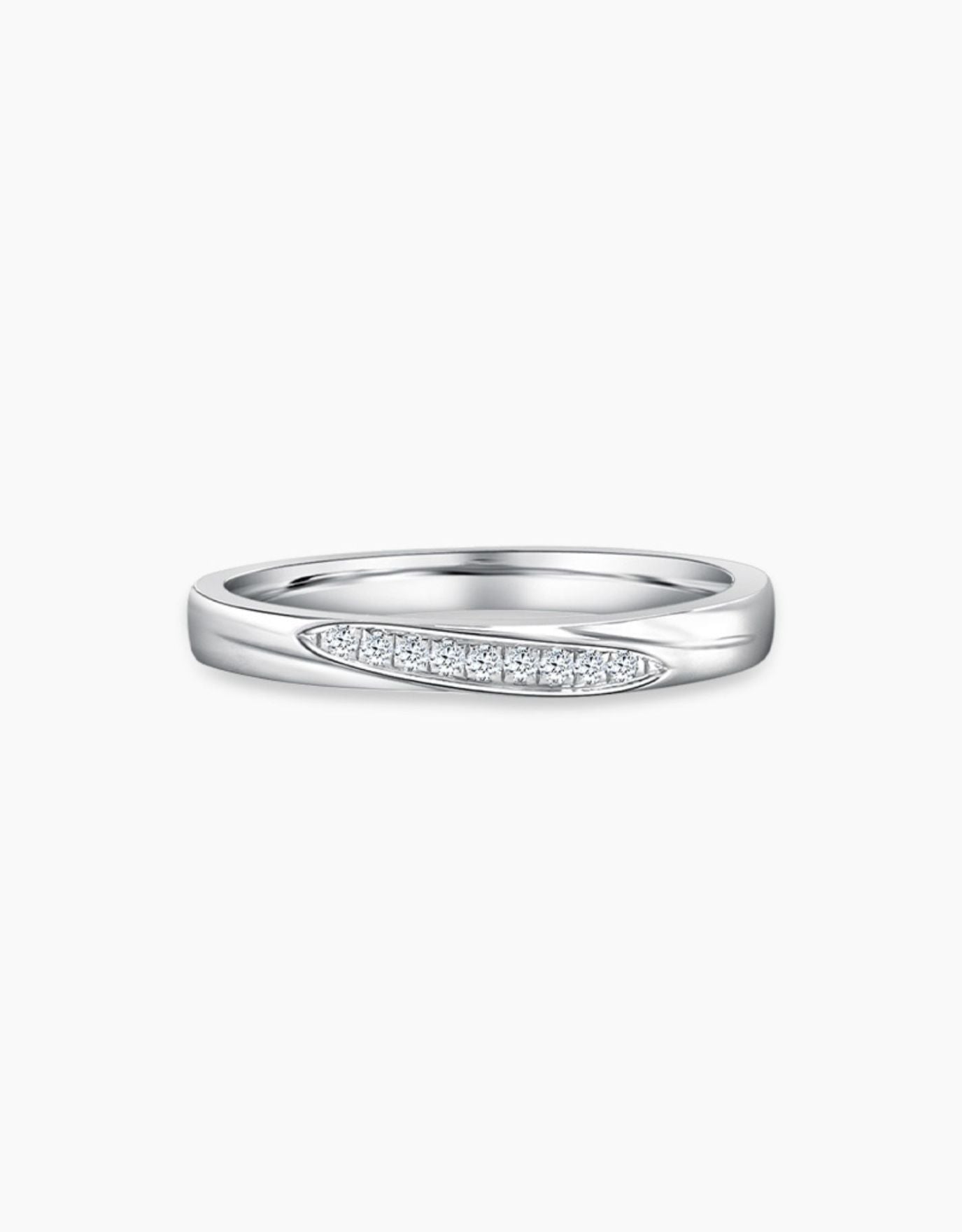 LVC wedding band designed with a curved row of stunning diamonds for simple and elegant look