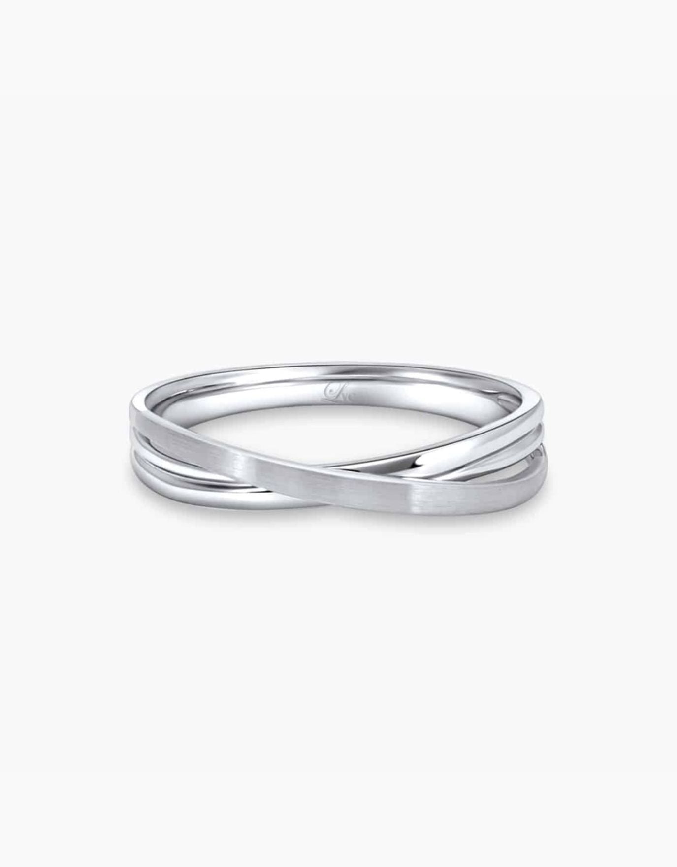 LVC men wedding band designed to look elegant and modern in white gold with a matte finish