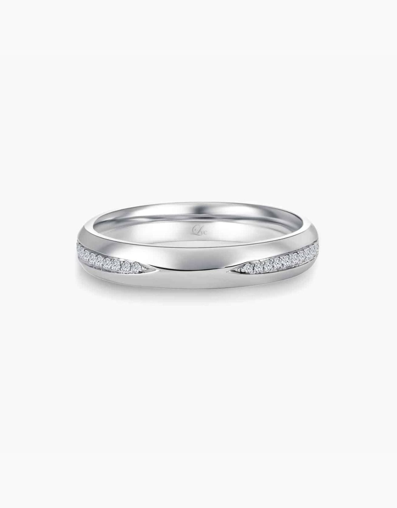 LVC wedding ring designed to look elegant and modern with two separate rows of diamonds in white gold