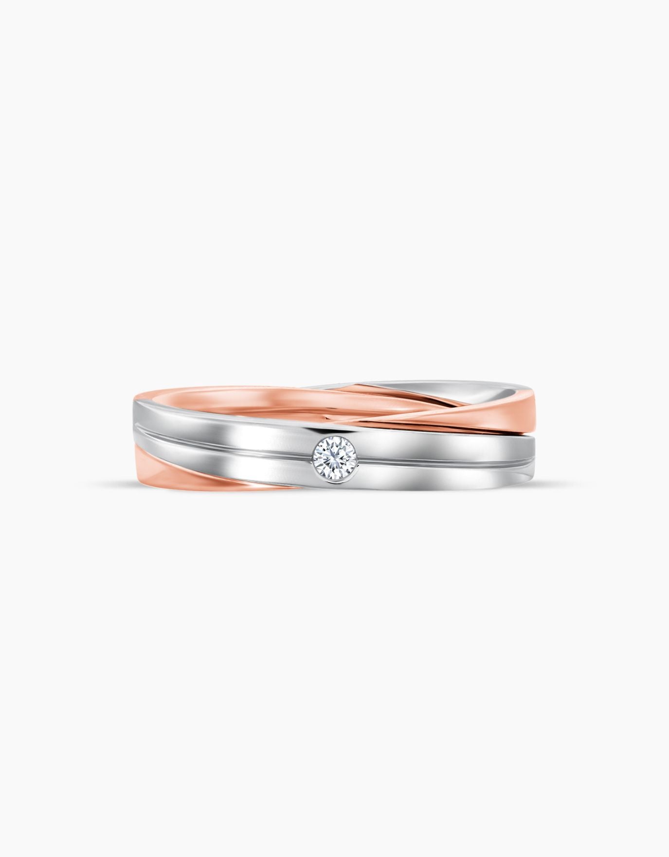 LVC men wedding ring designed to look elegant and modern in white gold and rose gold