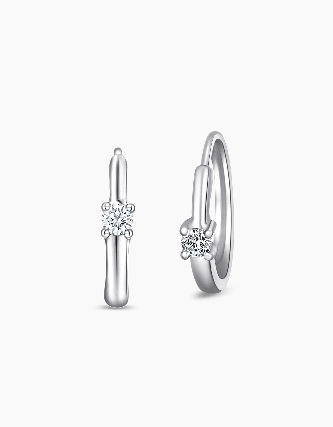 LVC diamond earrings in the shape of a mini ring with a mini diamond in white gold