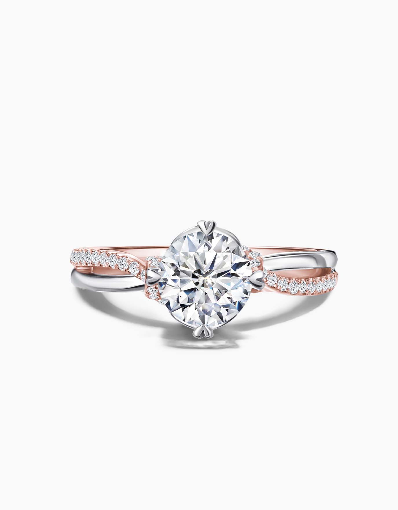 LVC lab grown diamond ring from the say love collection in white gold and rose gold