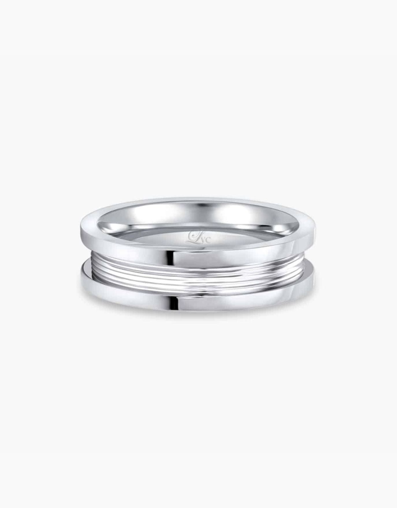 LVC men wedding band in white gold designed with a slim finish, perfect for those looking for a subtle contemporary design