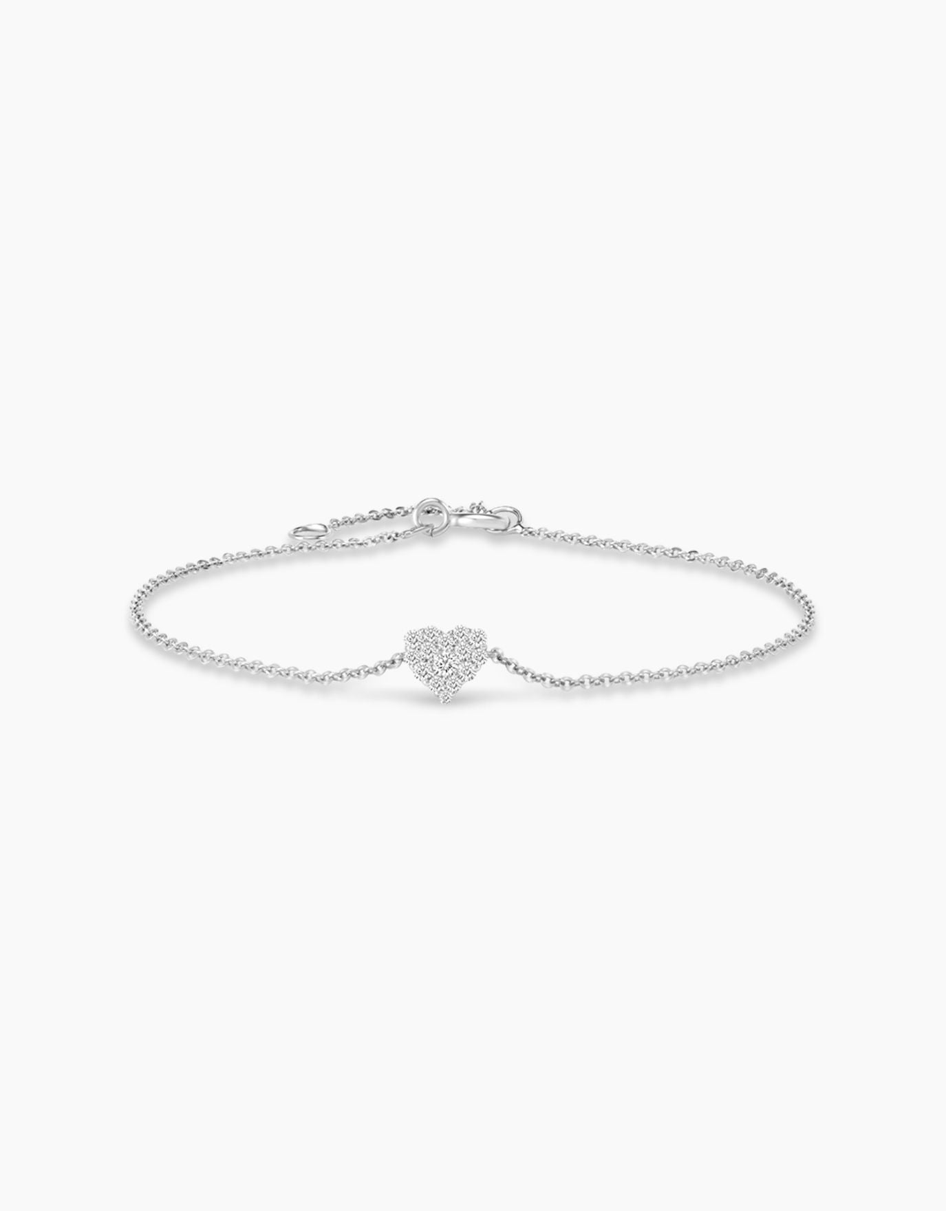 LVC diamond bracelet with a heart charm fully encrusted with diamonds in white gold