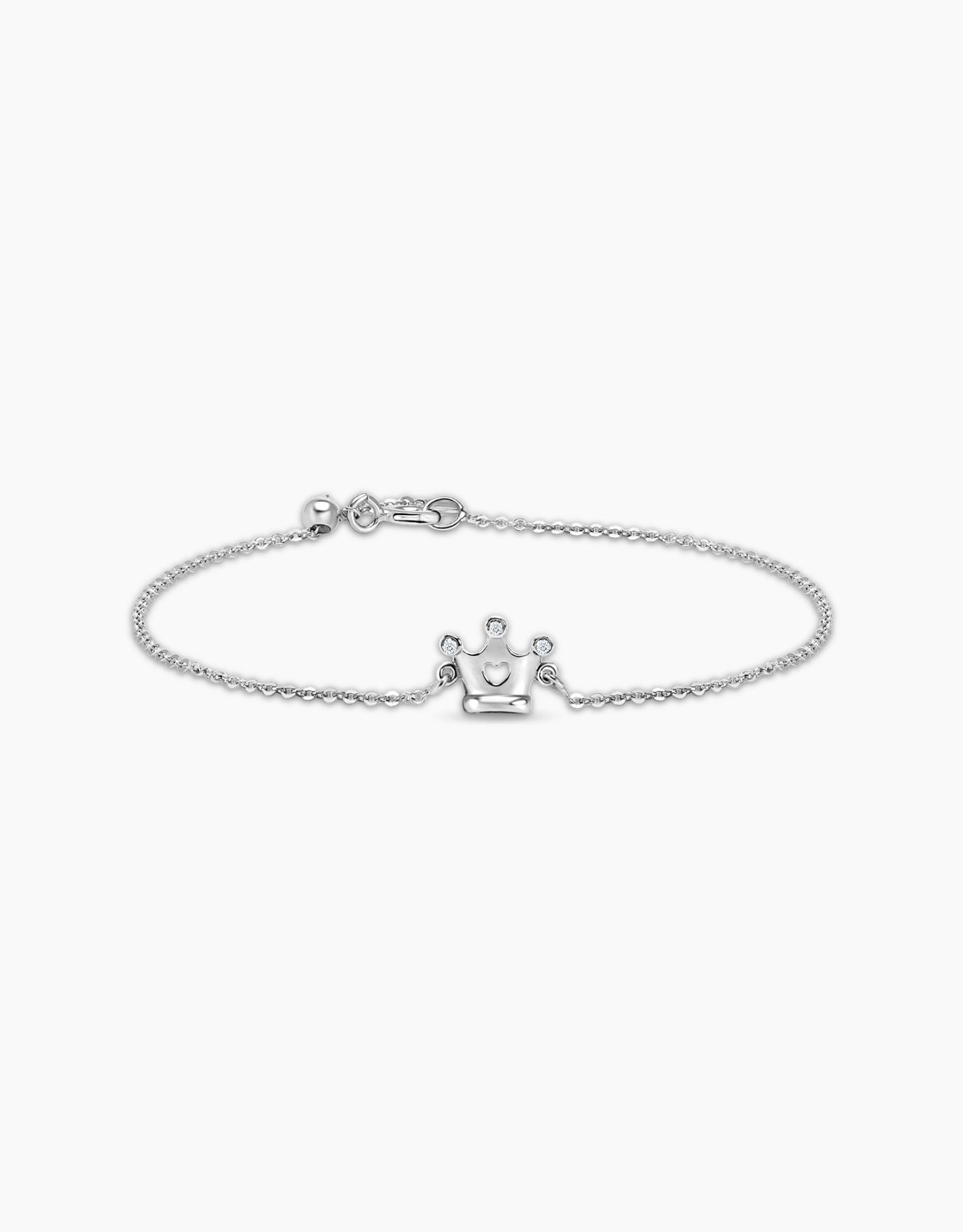 LVC diamond bracelet with a tiara charm and three diamonds in white gold