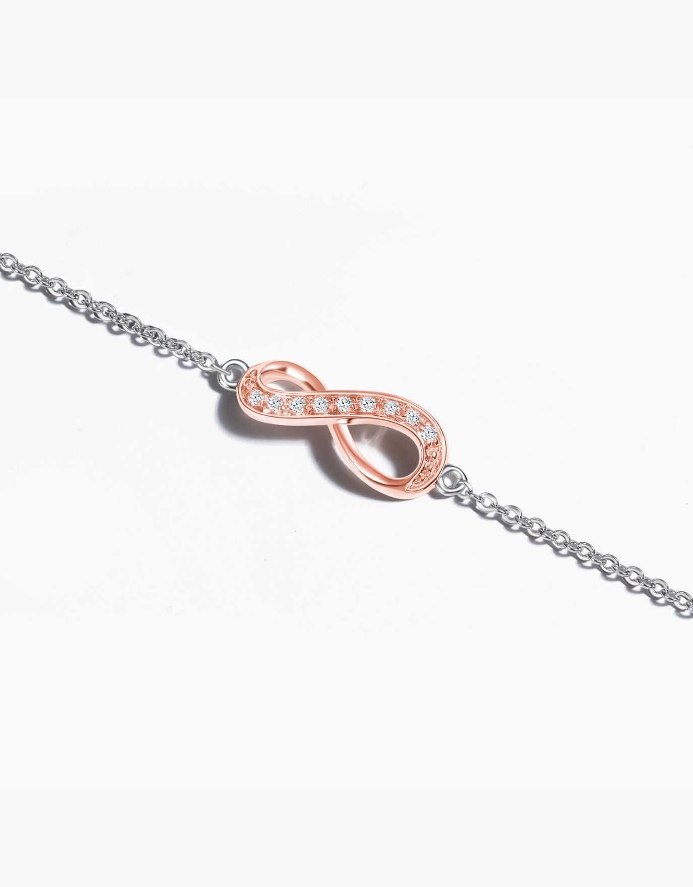 LVC diamond bracelet with an infinity symbol in rose gold encrusted with diamonds