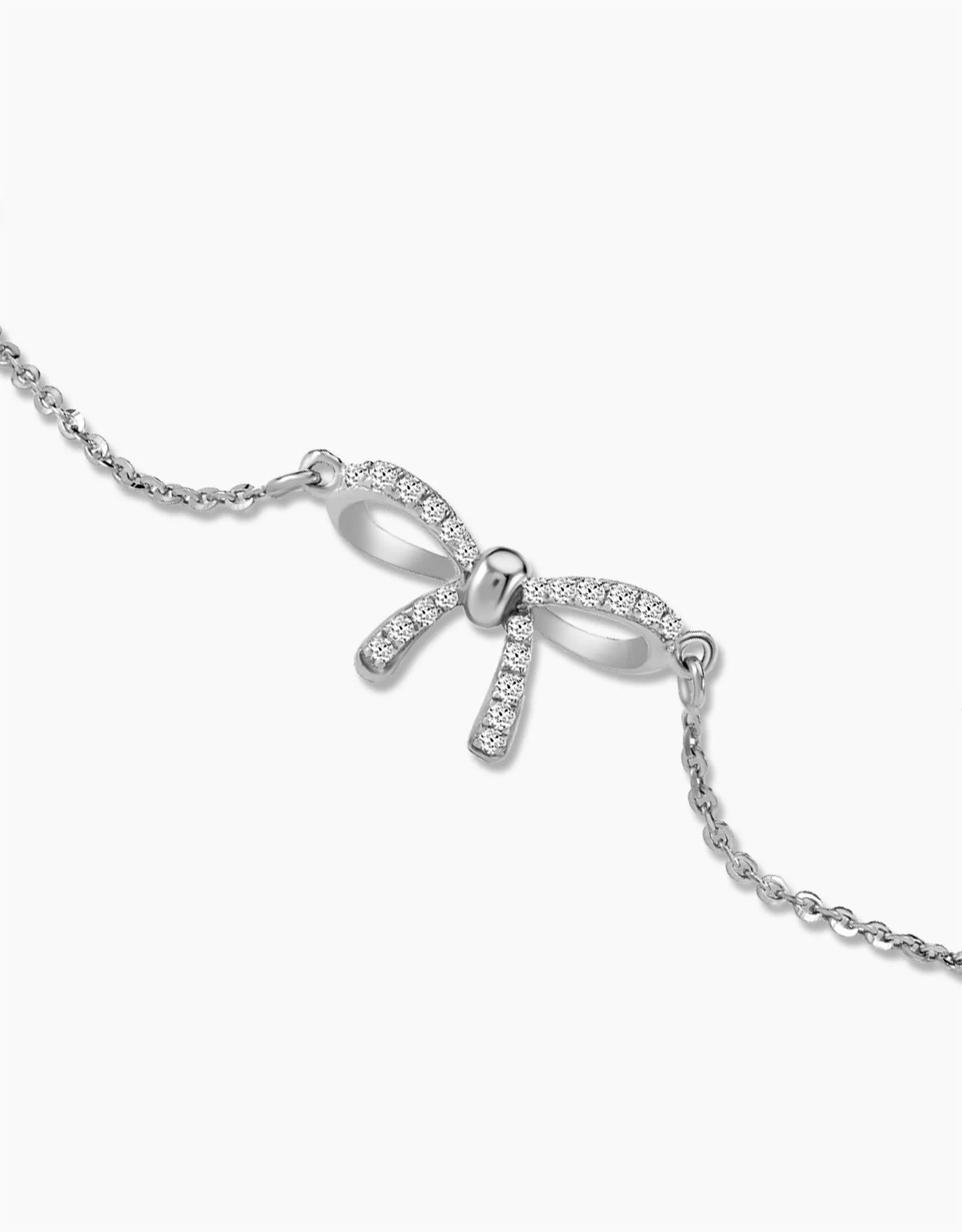 LVC  Diamond Bracelet with a dainty ribbon charm in white gold