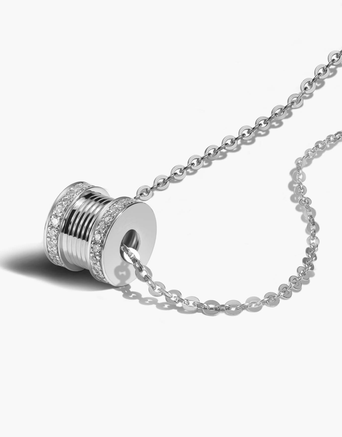 LVC necklace in white gold lined with two full rows of side diamonds