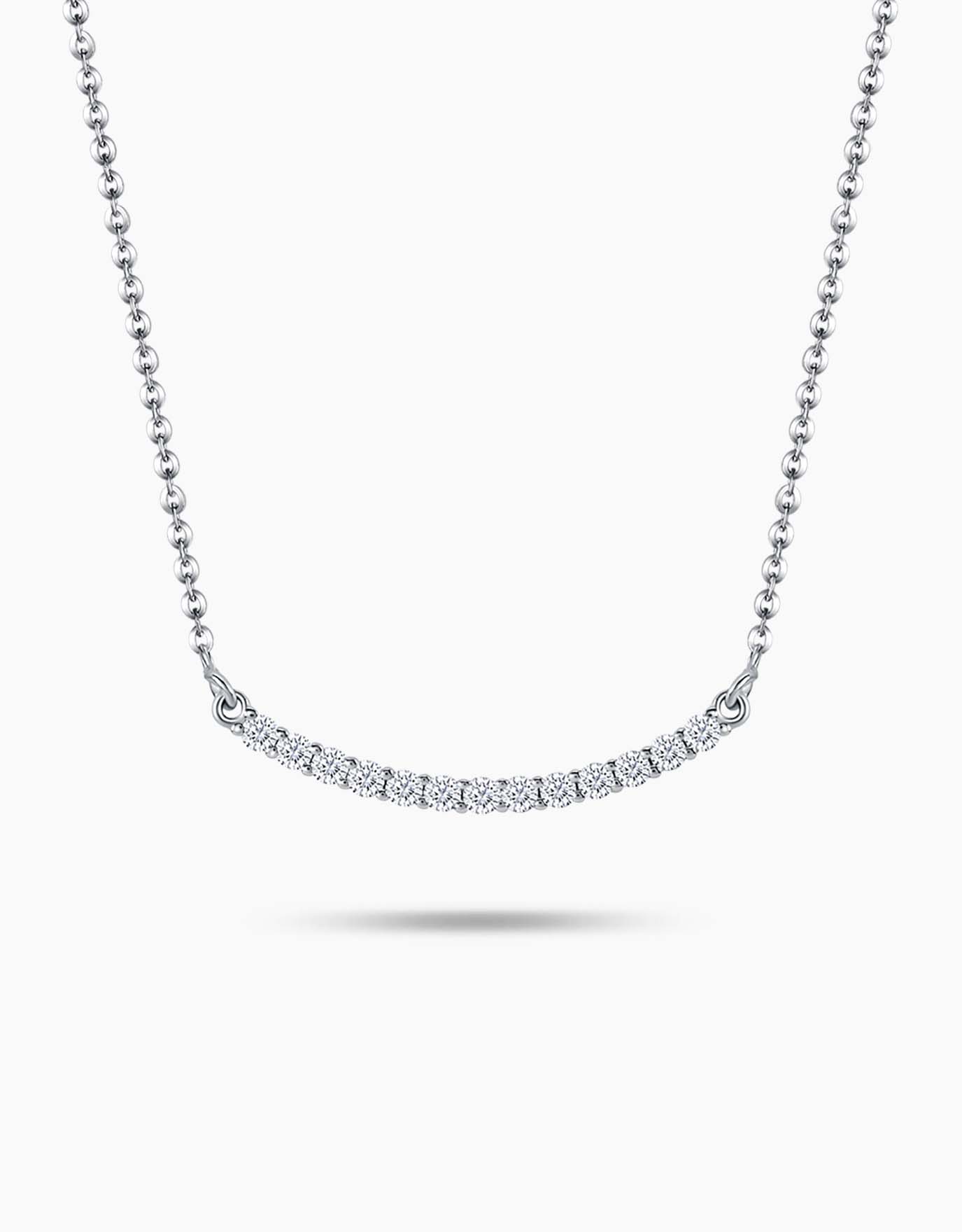 LVC necklace in white gold lined with a delicate curve of brilliant diamonds