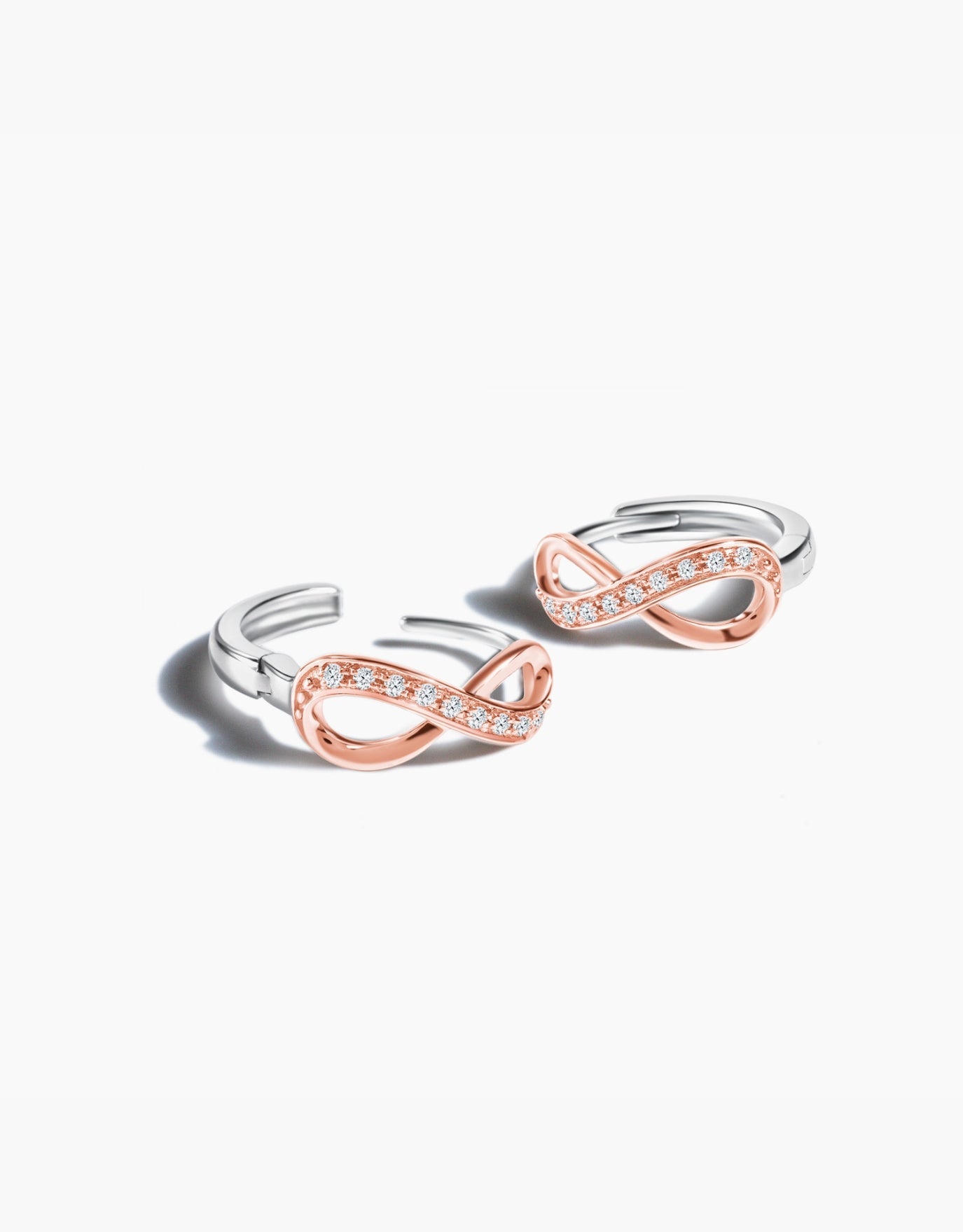 LVC diamond earrings with the symbol of eternity in white gold and rose gold