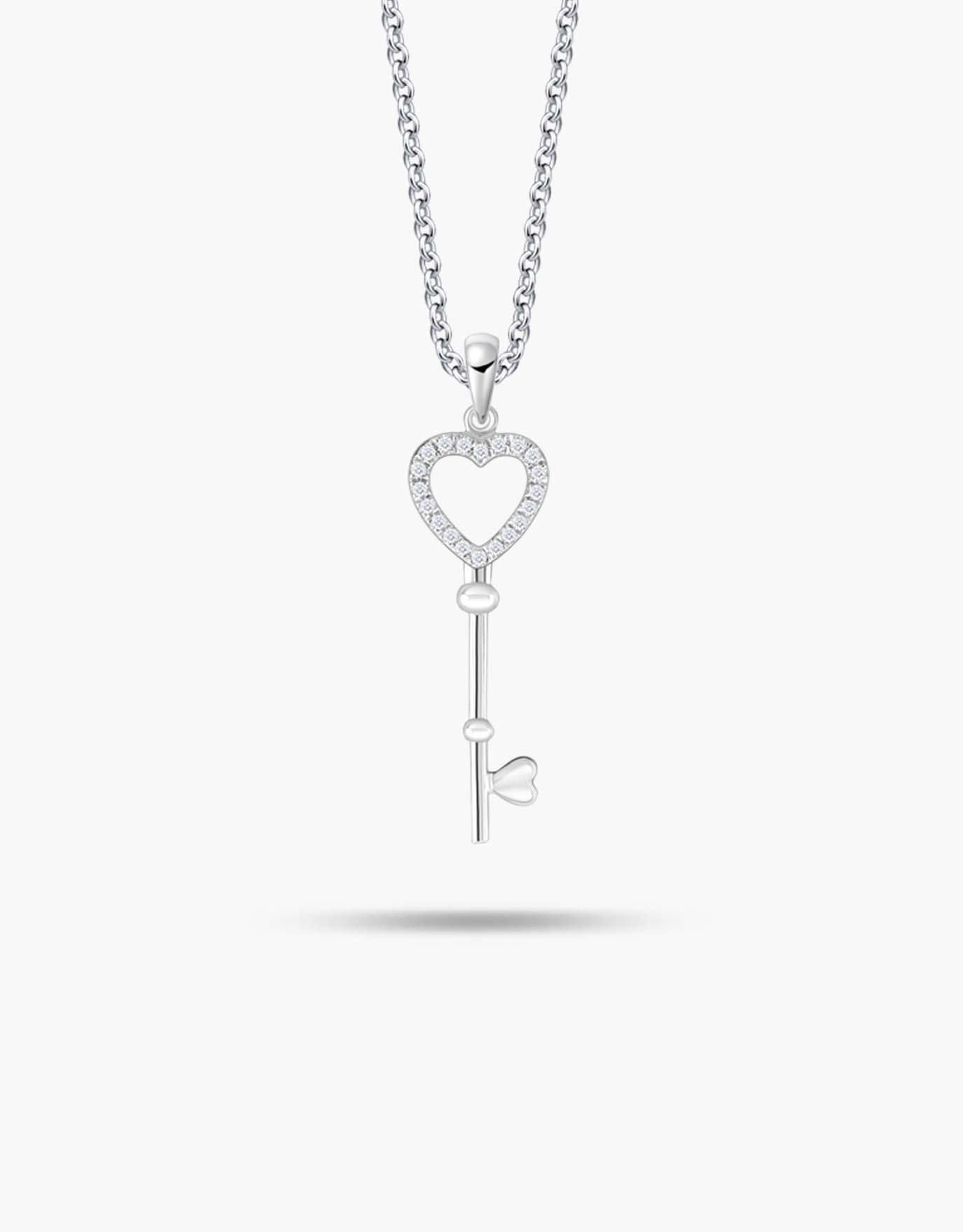 LVC necklace in white gold with a pendant crafted with a heart encrusted with diamonds