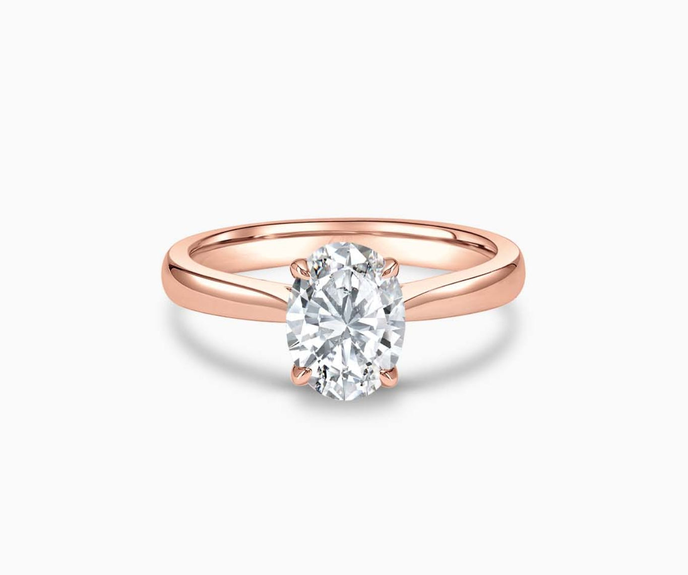 LVC solitaire ring with tapered plain band style that narrows the width towards the mount, accentuates the beauty of the centre stone