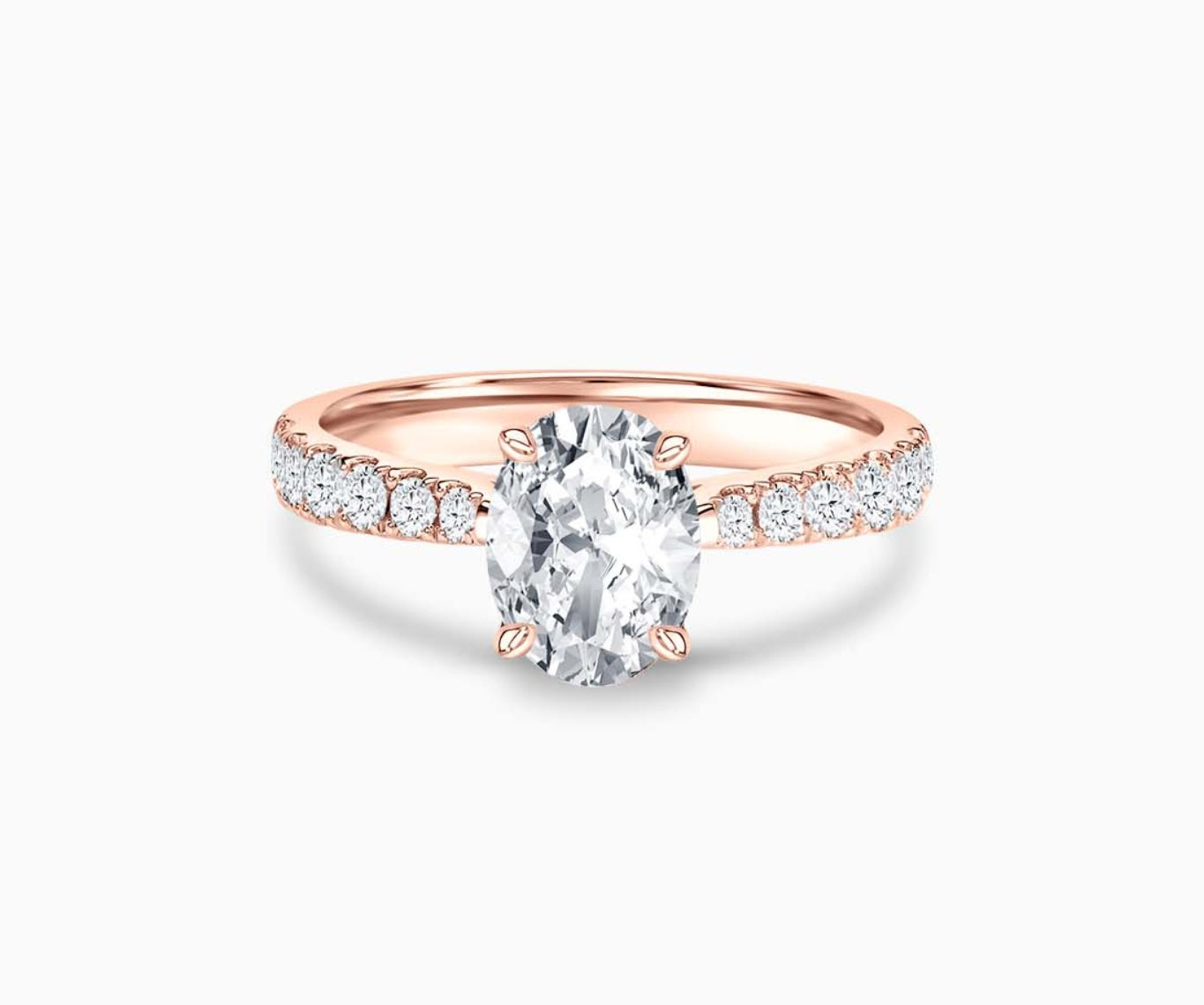 LVC solitaire ring tapered paved band lined with side diamonds, this versatile band design tapers inwards going from thick to thin