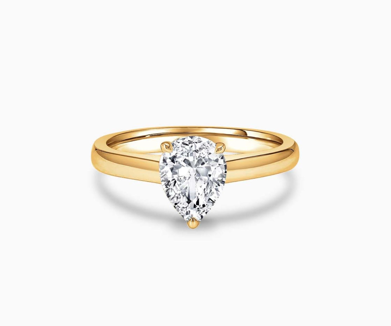 LVC solitaire ring with classic straight band and diamond on the centre in yellow gold 