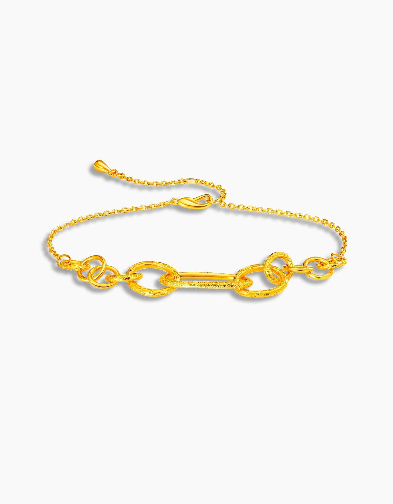 LVC 999 Gold Bracelet designed with a row of linked hoops for a classy yet modern look