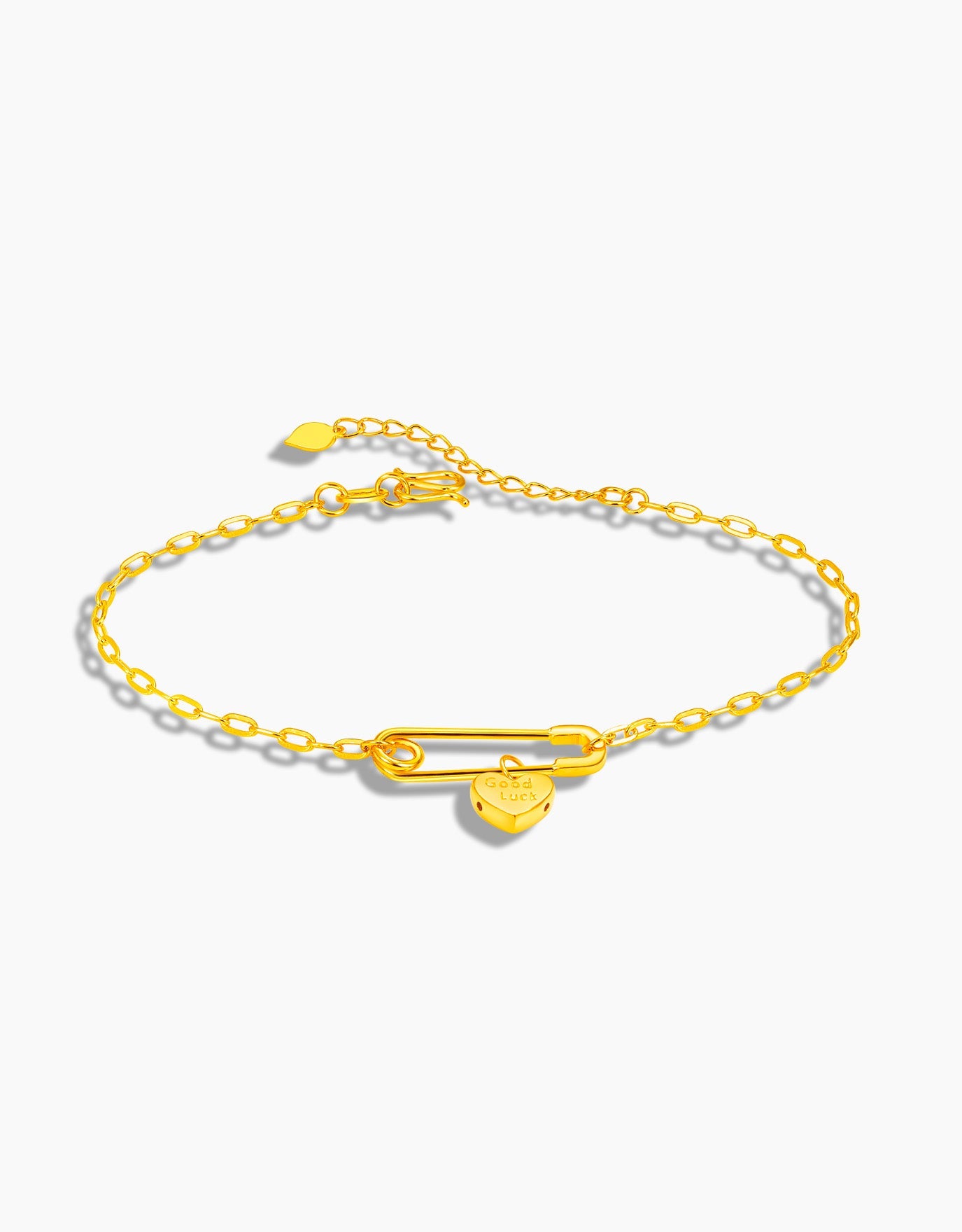 LVC  999 Gold Bracelet crafted with a gold clip finished with a dainty heart for a modern yet chic look 