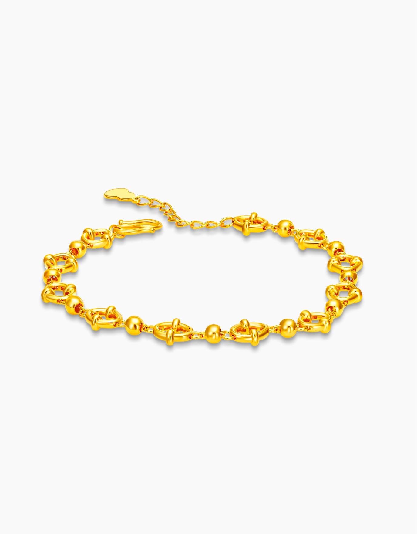 LVC bracelet in 999 Gold designed with beads connecting to delicate chain links for a stylish yet chic look