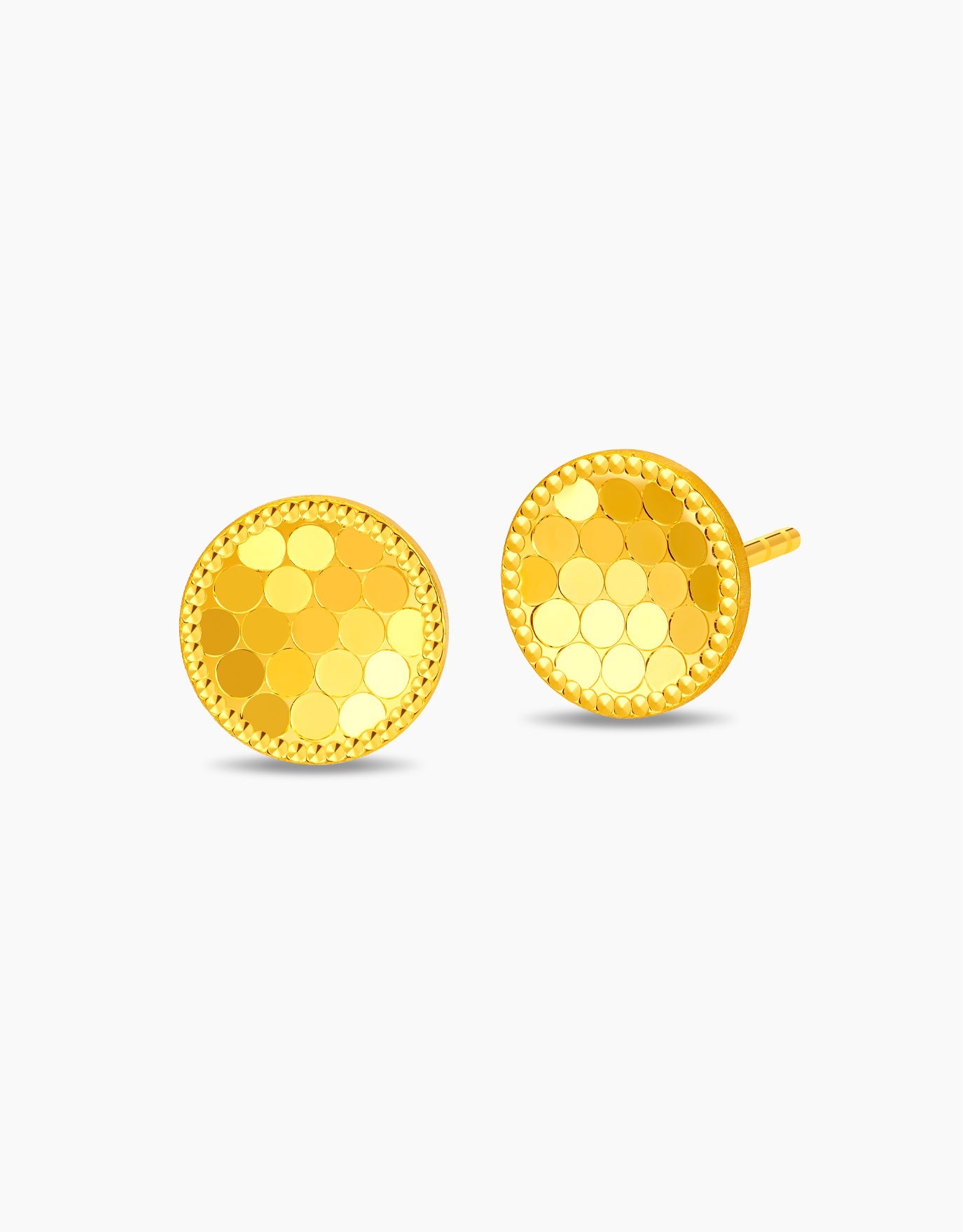 LVC stud earrings in 999 pure gold with honeycomb design