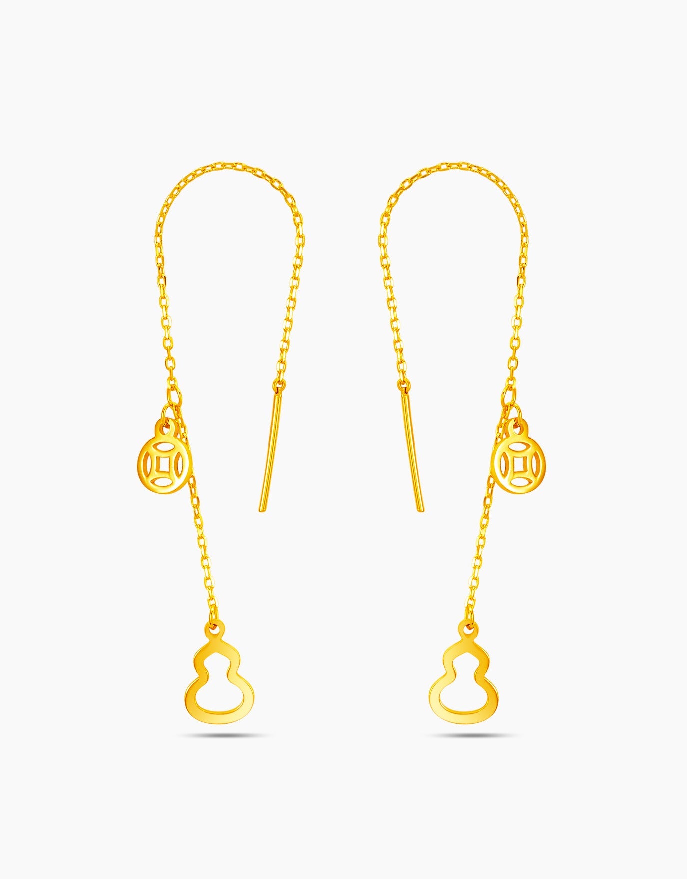 LVC dangling earrings with chinese elements in 999 pure gold