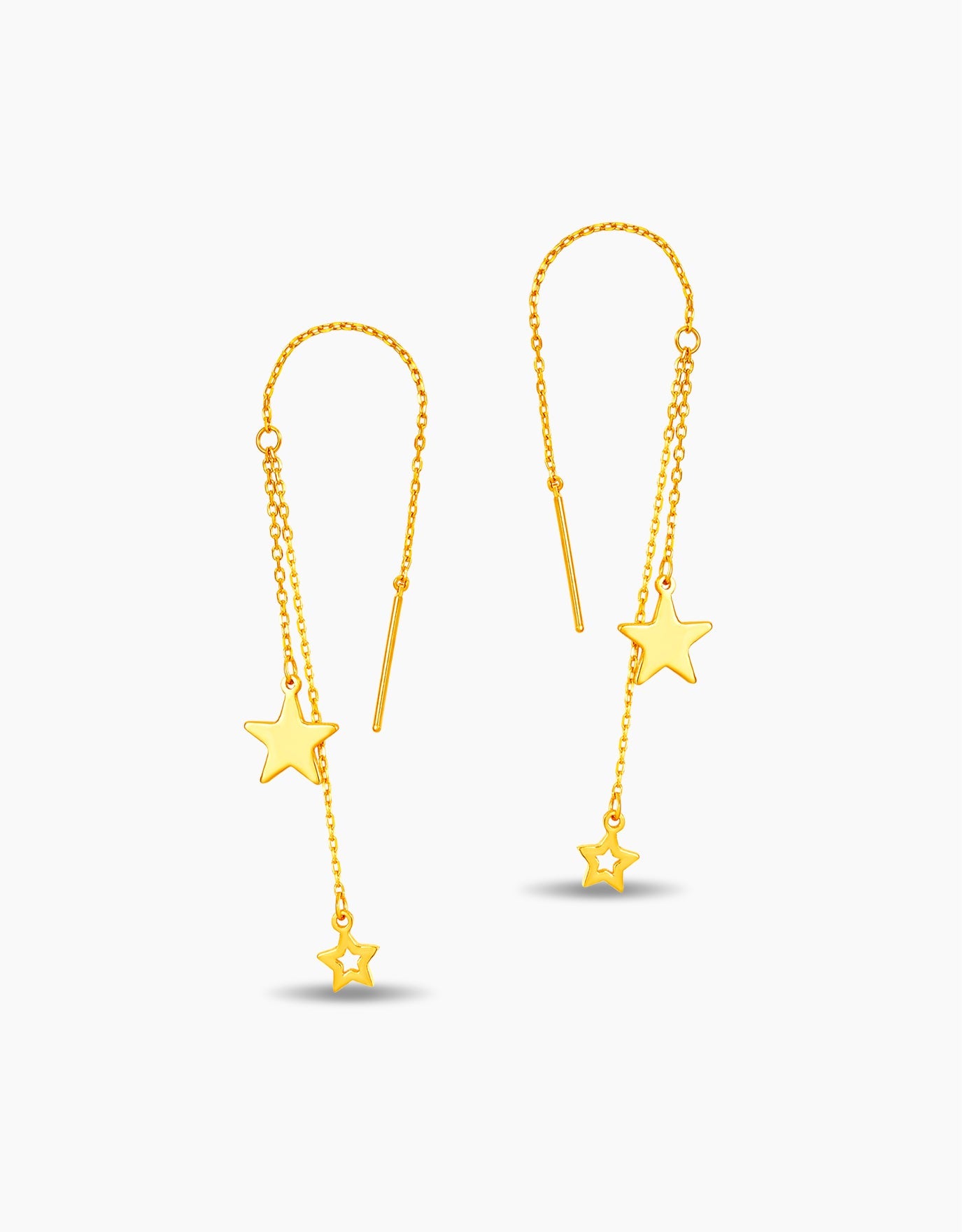 LVC dangling earrings in 999 pure gold with two stars