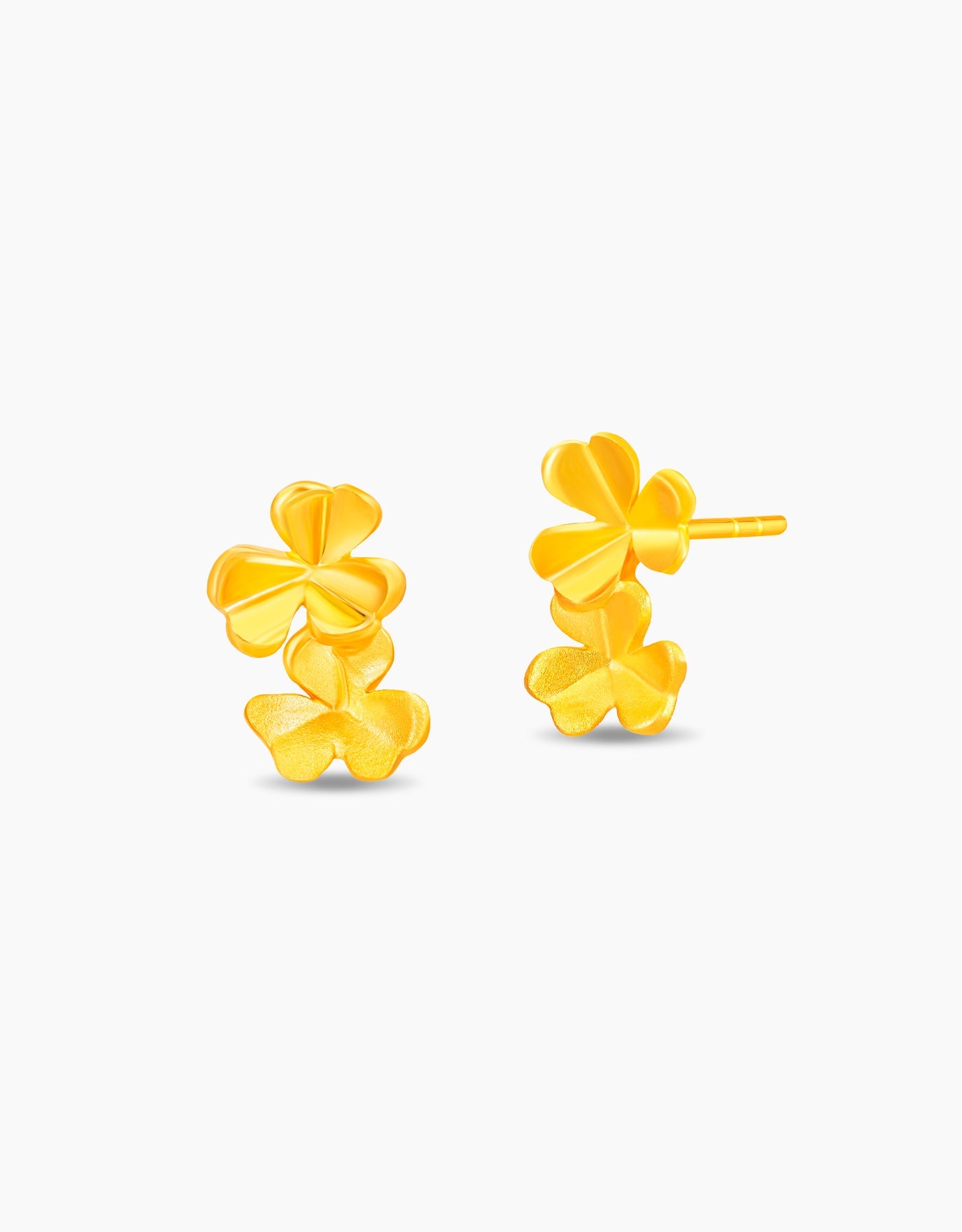 LVC stud earrings in 999 gold with flower designs