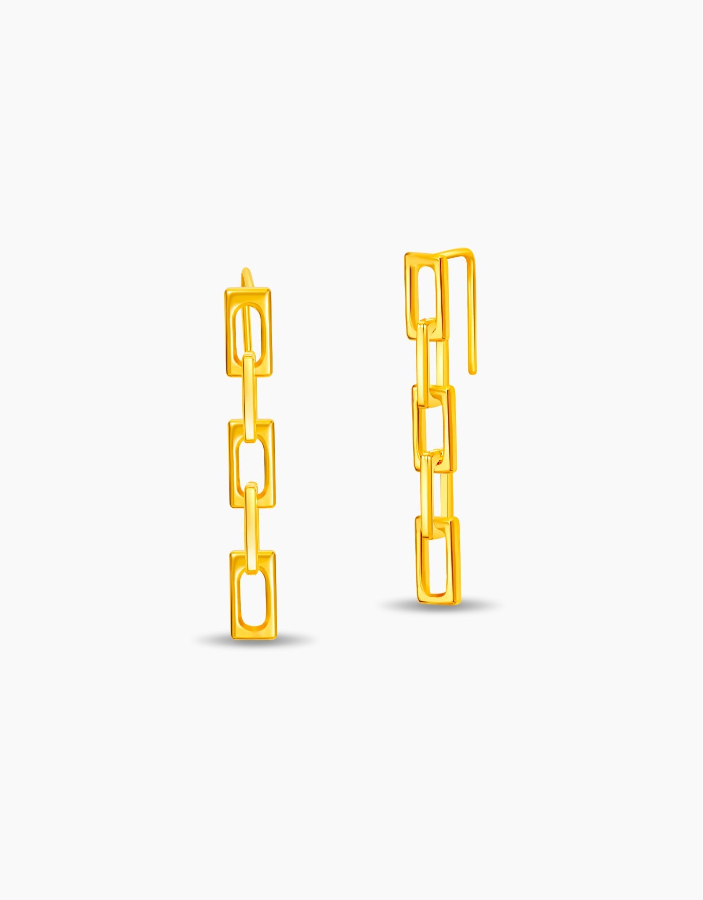 LVC dangling earrings with linked design in 999 pure gold