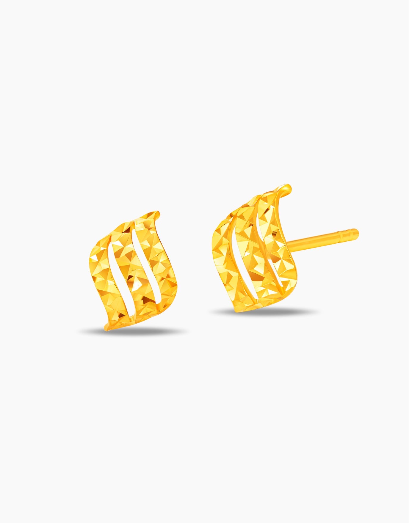 LVC stud earrings with vertical wavy design in 999 gold