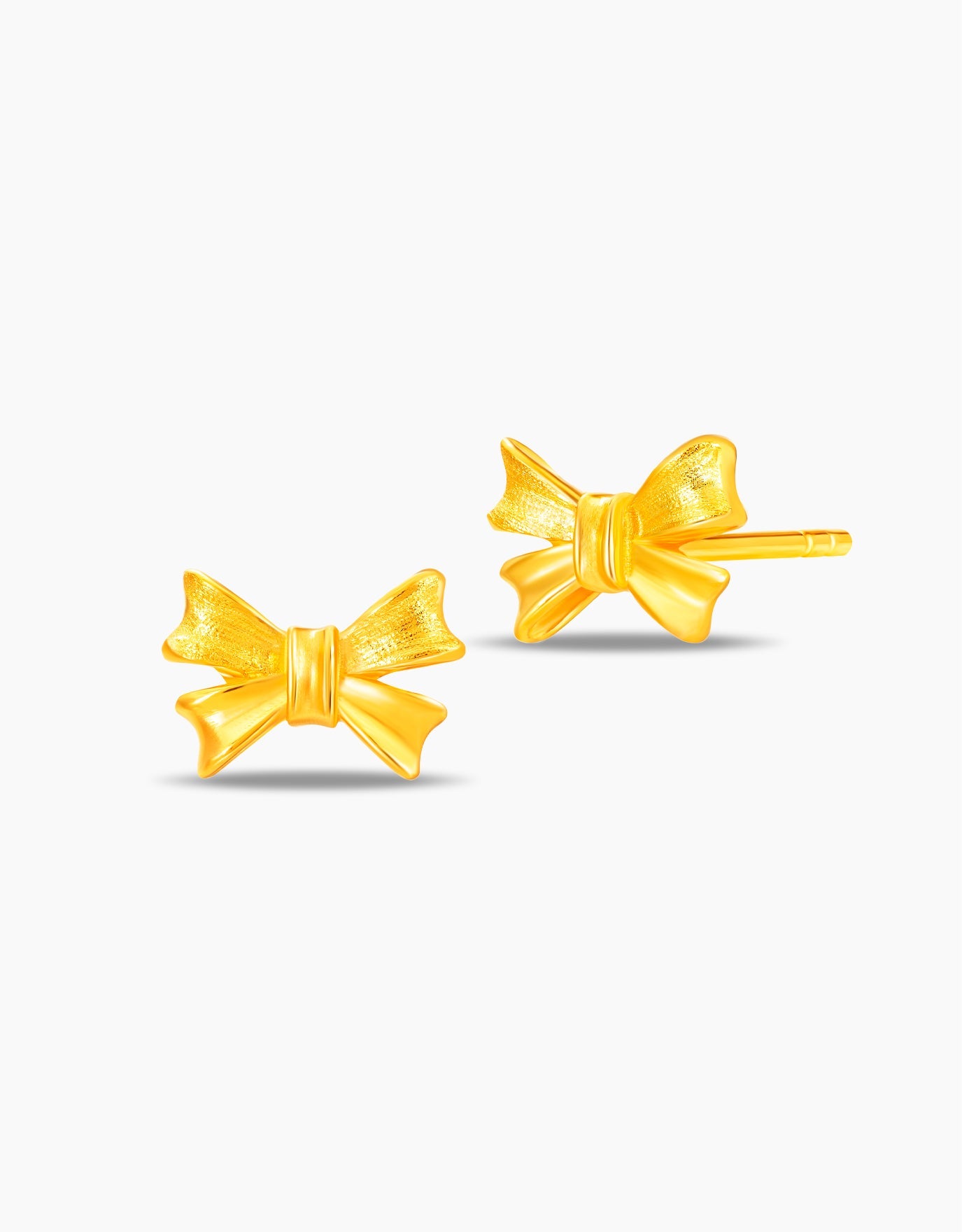 LVC stud earrings featuring dainty bow design in 999 pure gold