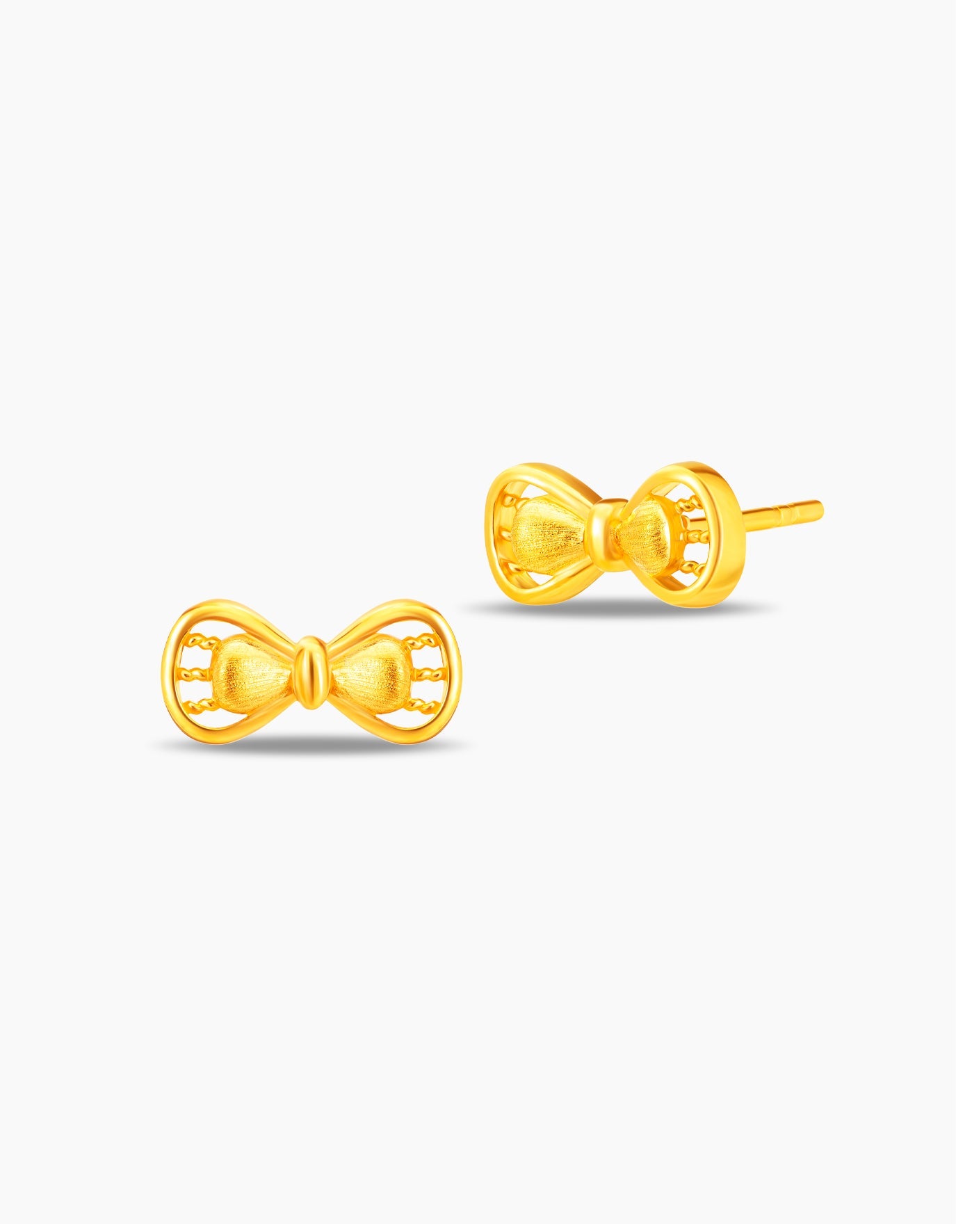 LVC stud earrings in 999 pure gold with bow designs