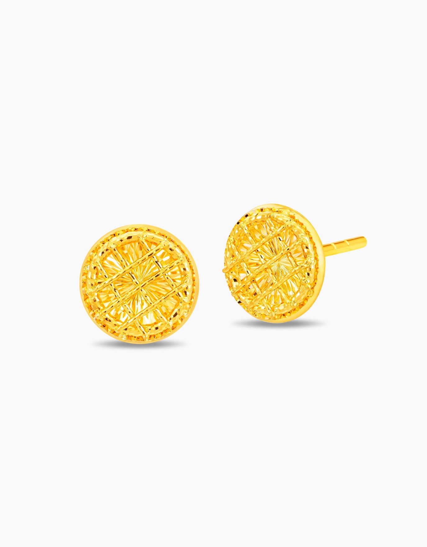 LVC stud earrings in 999 gold in round design inspired by botanical elements