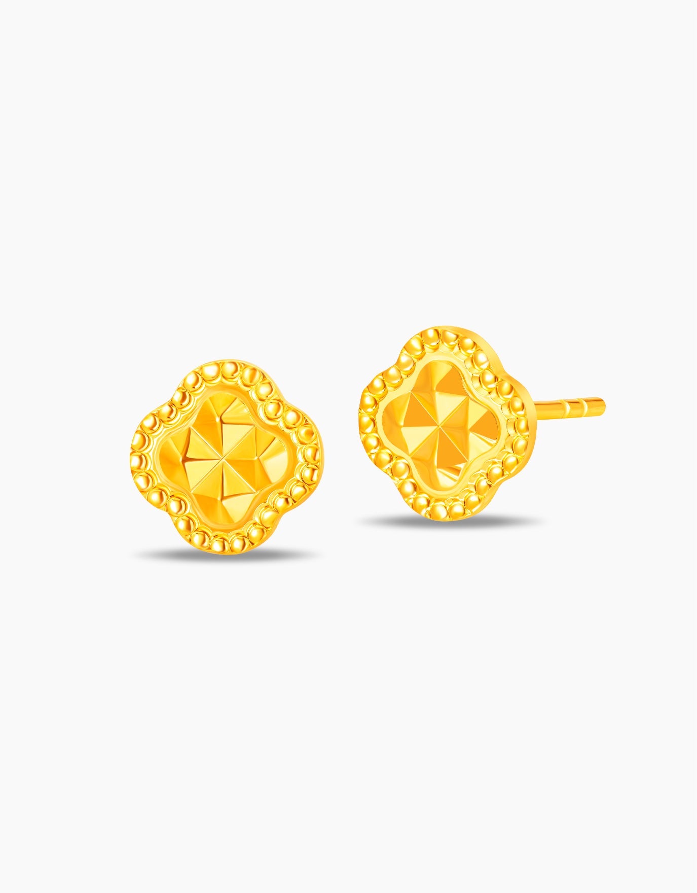 LVC stud earrings with four round edges in 999 pure gold