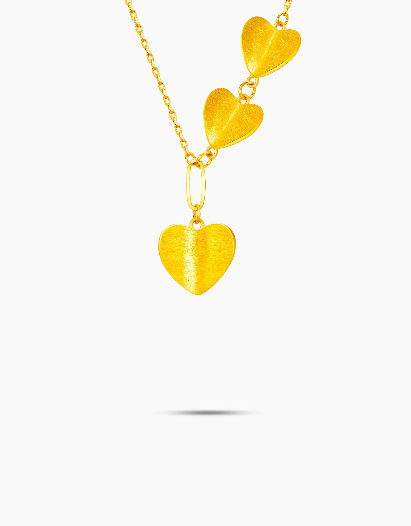 LVC necklace in 999 gold designed with bold chain finished with three hearts