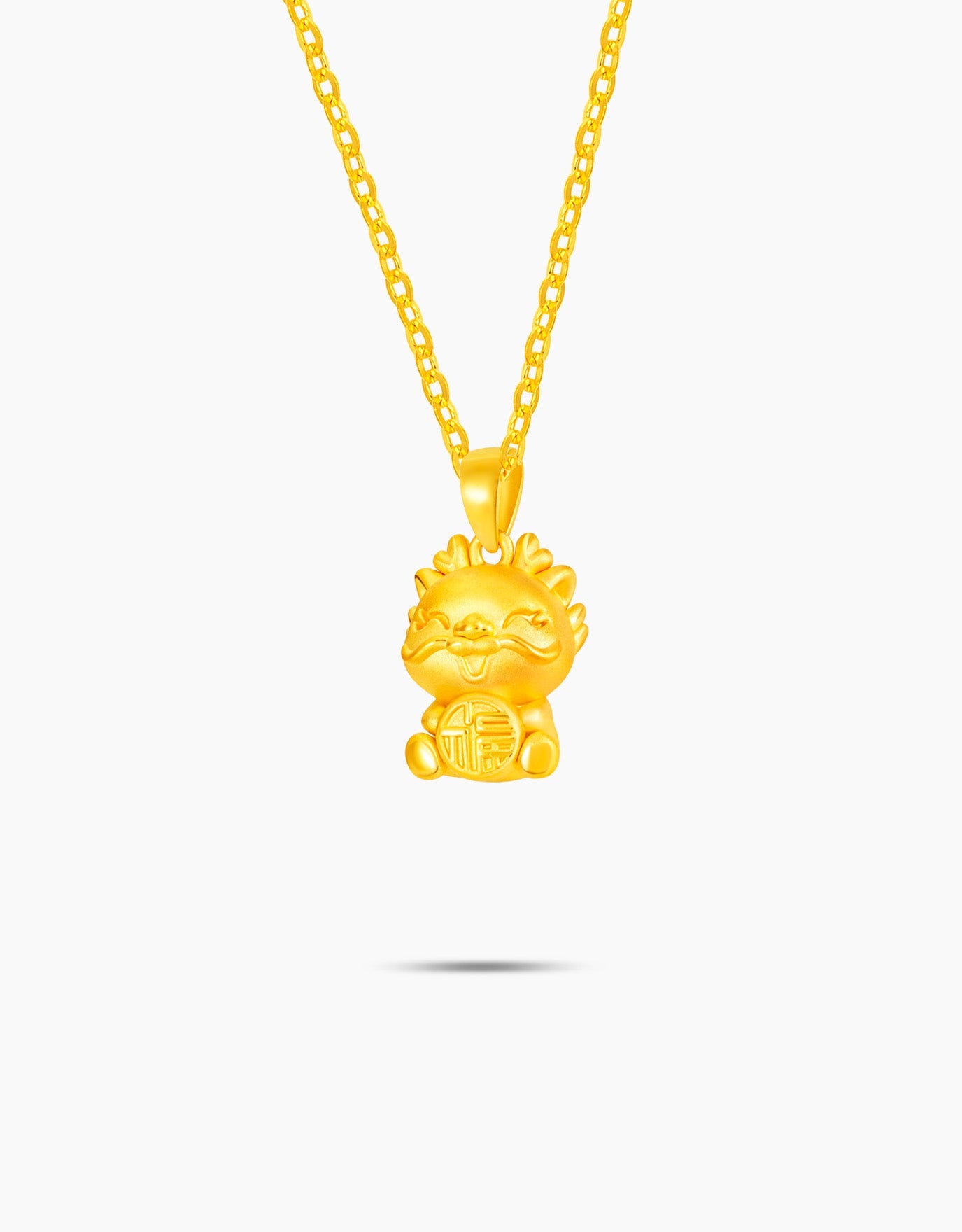 LVC necklace with 999 Gold Pendant features a cheerful dragon designed with hearts