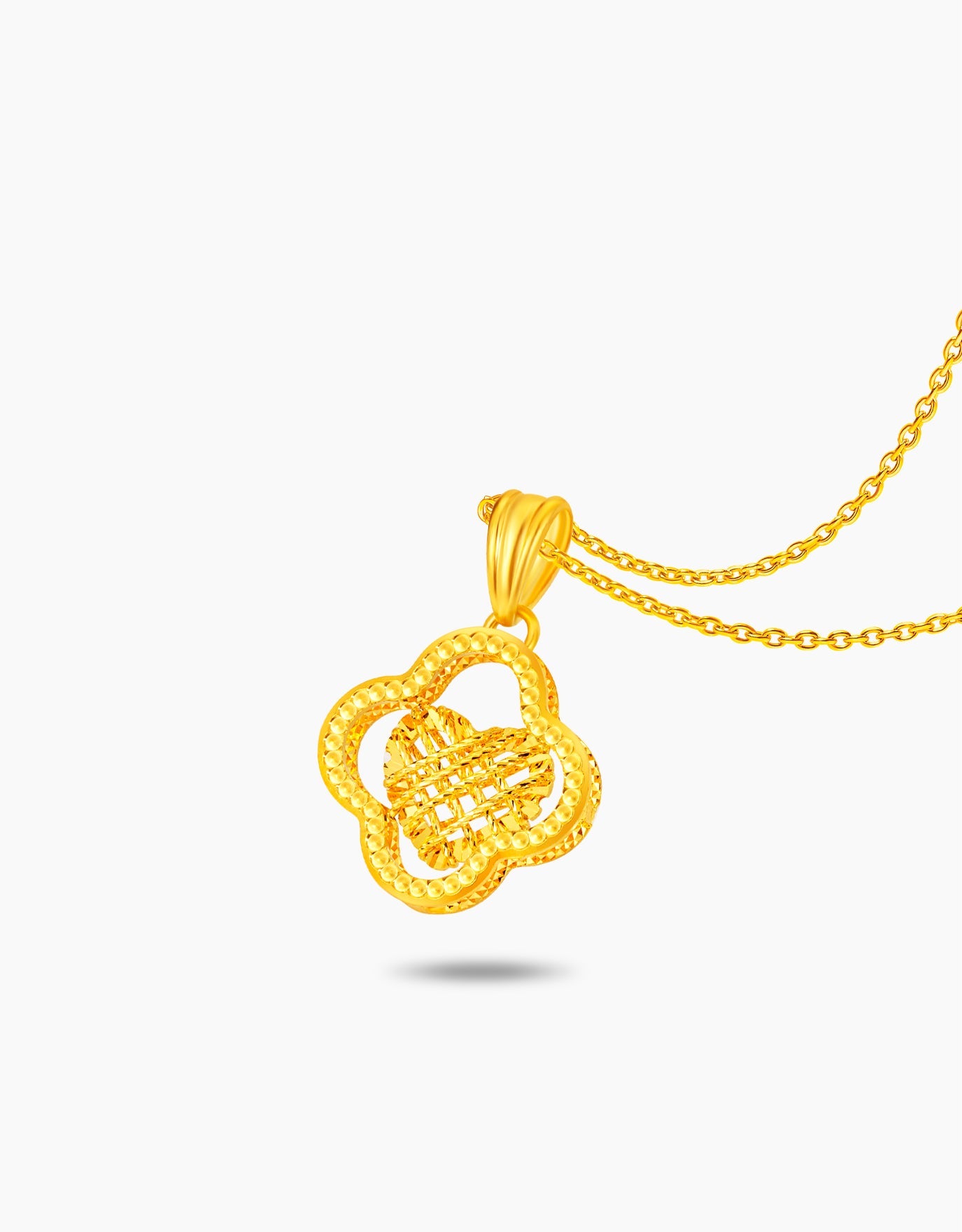 LVC necklace with Open Clover and heart in it 999 Gold Pendant