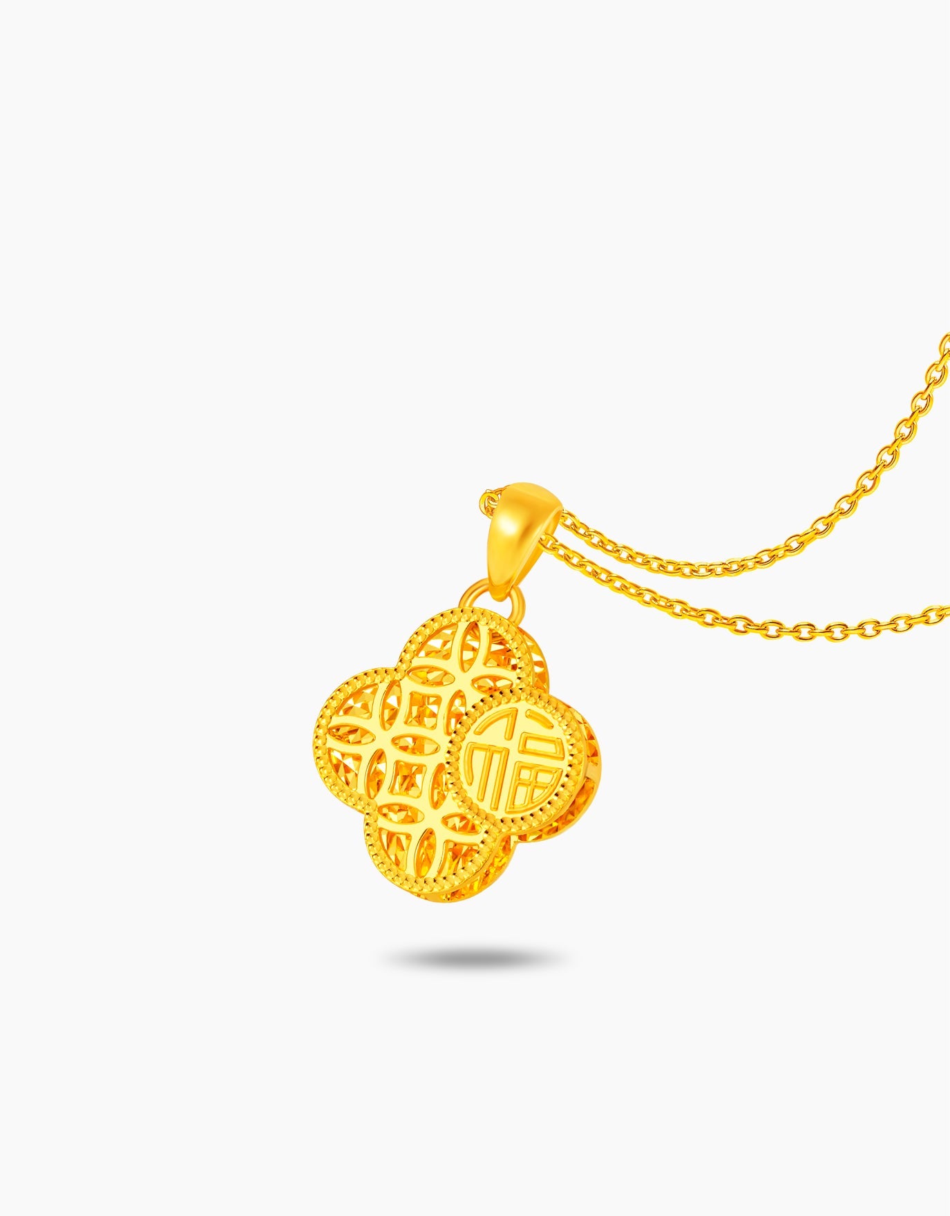 LVC necklace with Open Clover 999 Gold Pendant