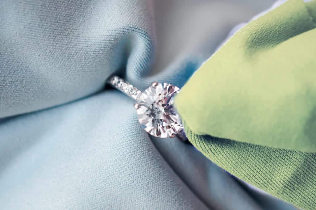 polishing diamond engagement ring